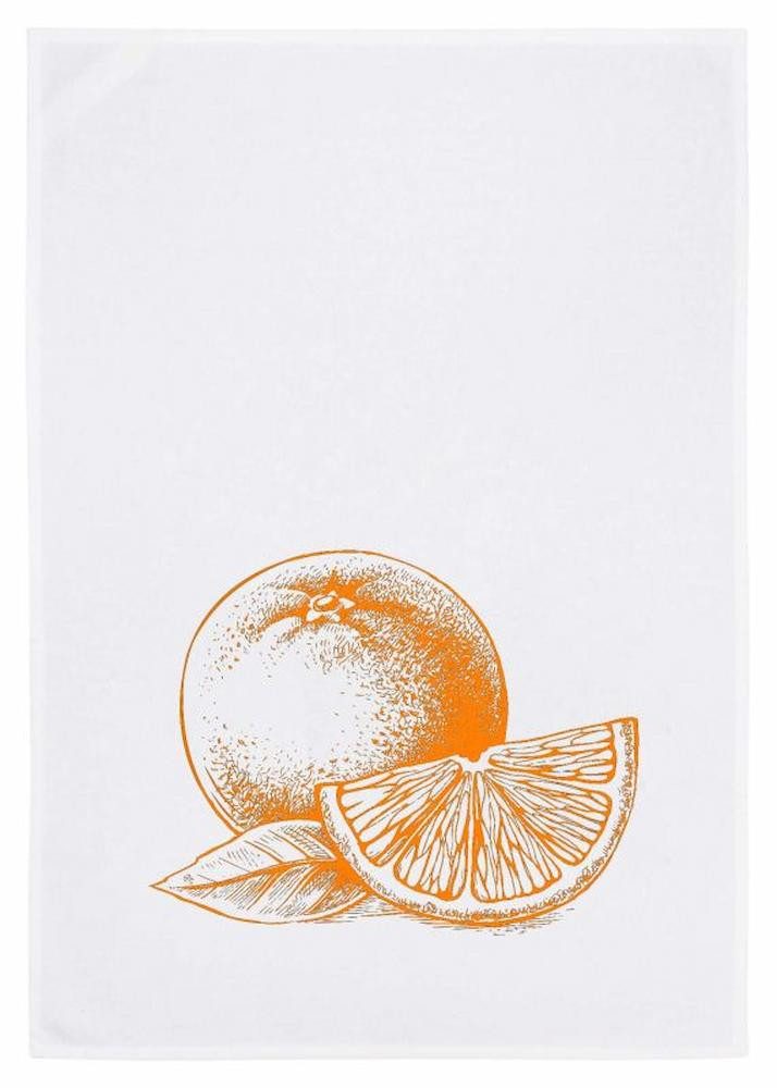 17;30 Hamburg Geschirrtuch Orange, (1-tlg), 50x70cm, Siebdruck