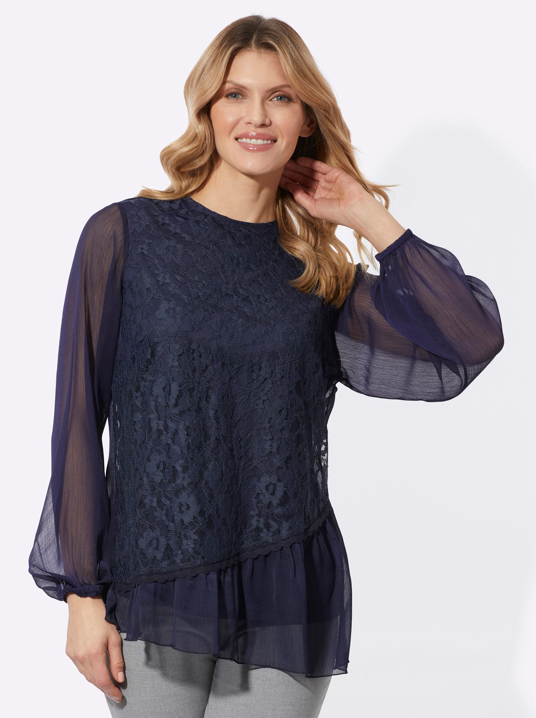 Sieh an! Klassische Bluse Spitzenbluse