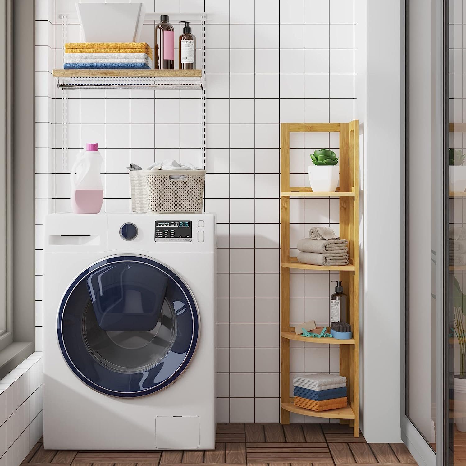 Woltu Standregal, 1-tlg., Bambus 4 Ebenen für Zuhause Wohnzimmer Büro Balko günstig online kaufen