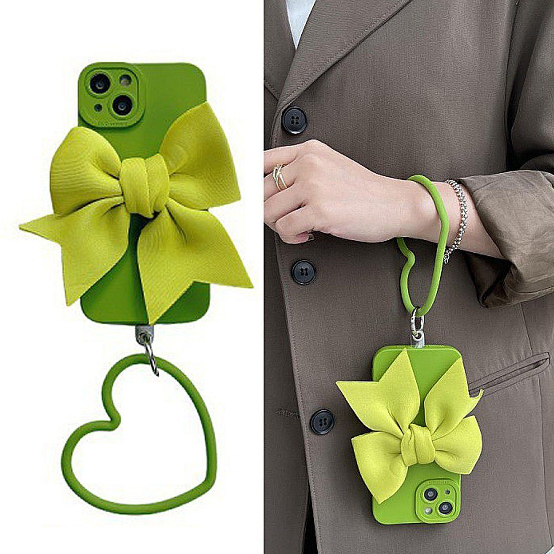 Handytasche Schleifenhülle,Love Tasche senfgrüne 14/plus/Pro, DÖRÖY Ring für Case iPhone14 iPhone