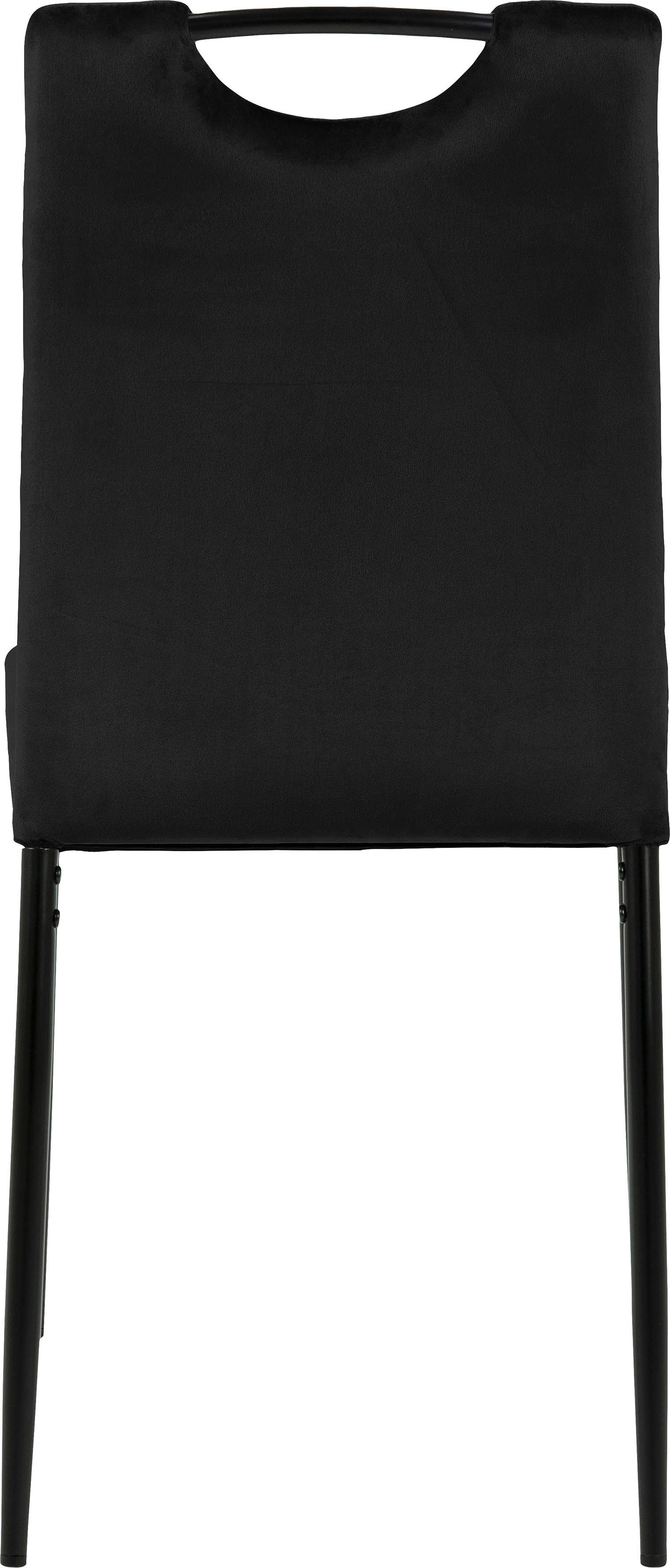 St), schwarz Daniel ACTONA GROUP schwarze horizontalen Nähten, | Stoffbezug mit schwarz Metallbeine Esszimmerstuhl (4 mit