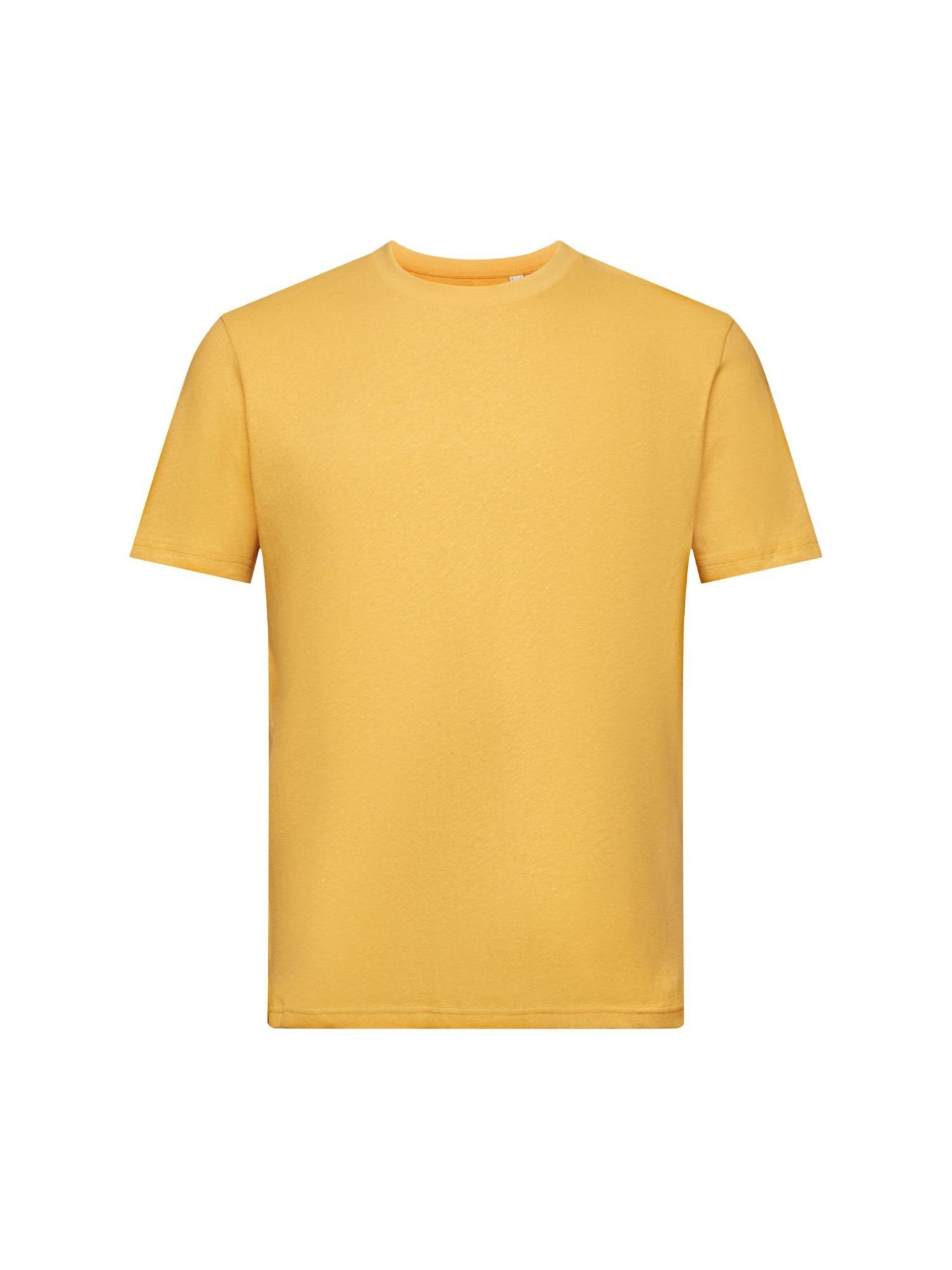 Esprit T-Shirt Rundhals-T-Shirt, Baumwoll-Leinenmix (1-tlg) SUNFLOWER YELLOW | T-Shirts