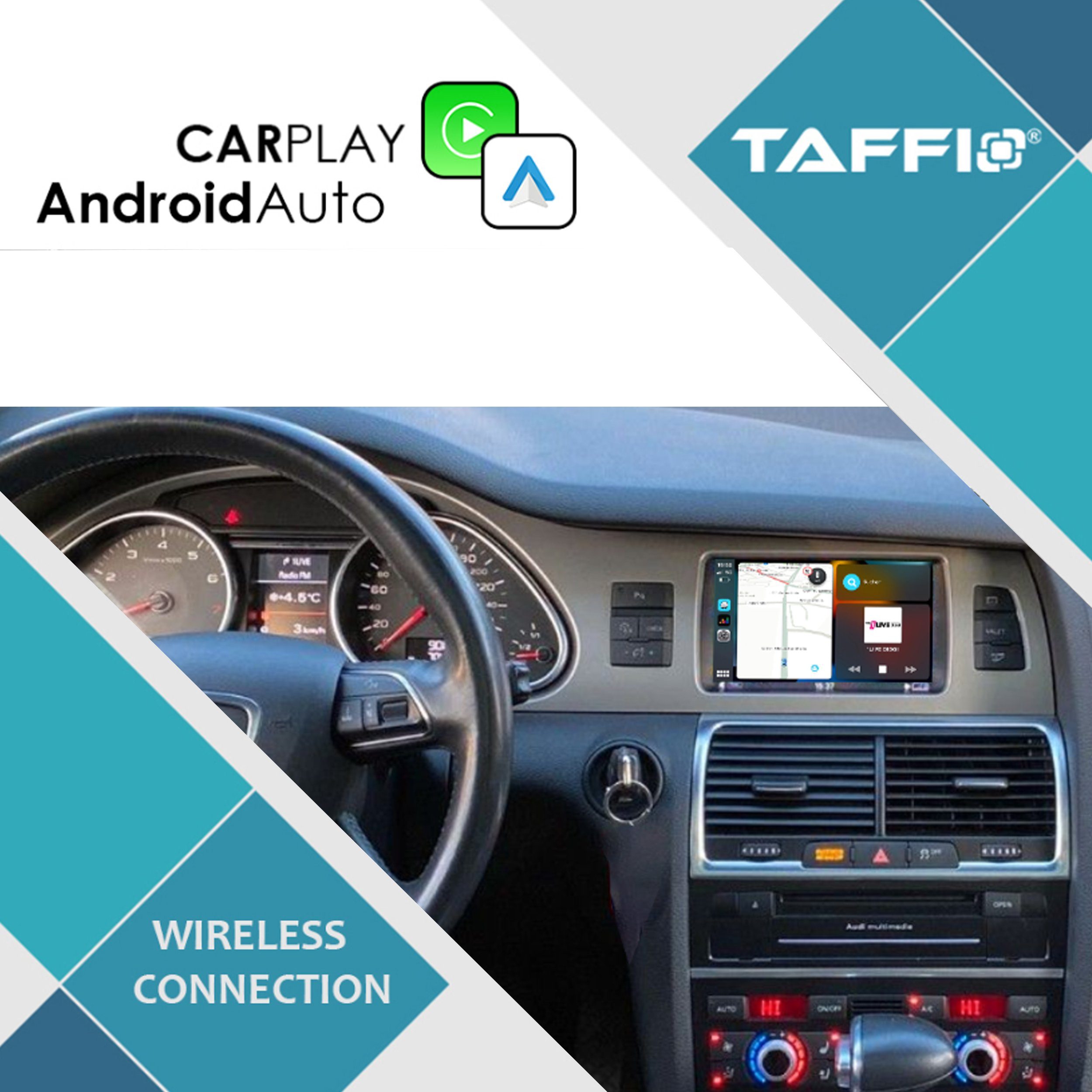 TAFFIO Für Audi A6 Q7 MMI 3G+HIGH Wireless Carplay AndroidAuto USB  Interface Einbau-Navigationsgerät