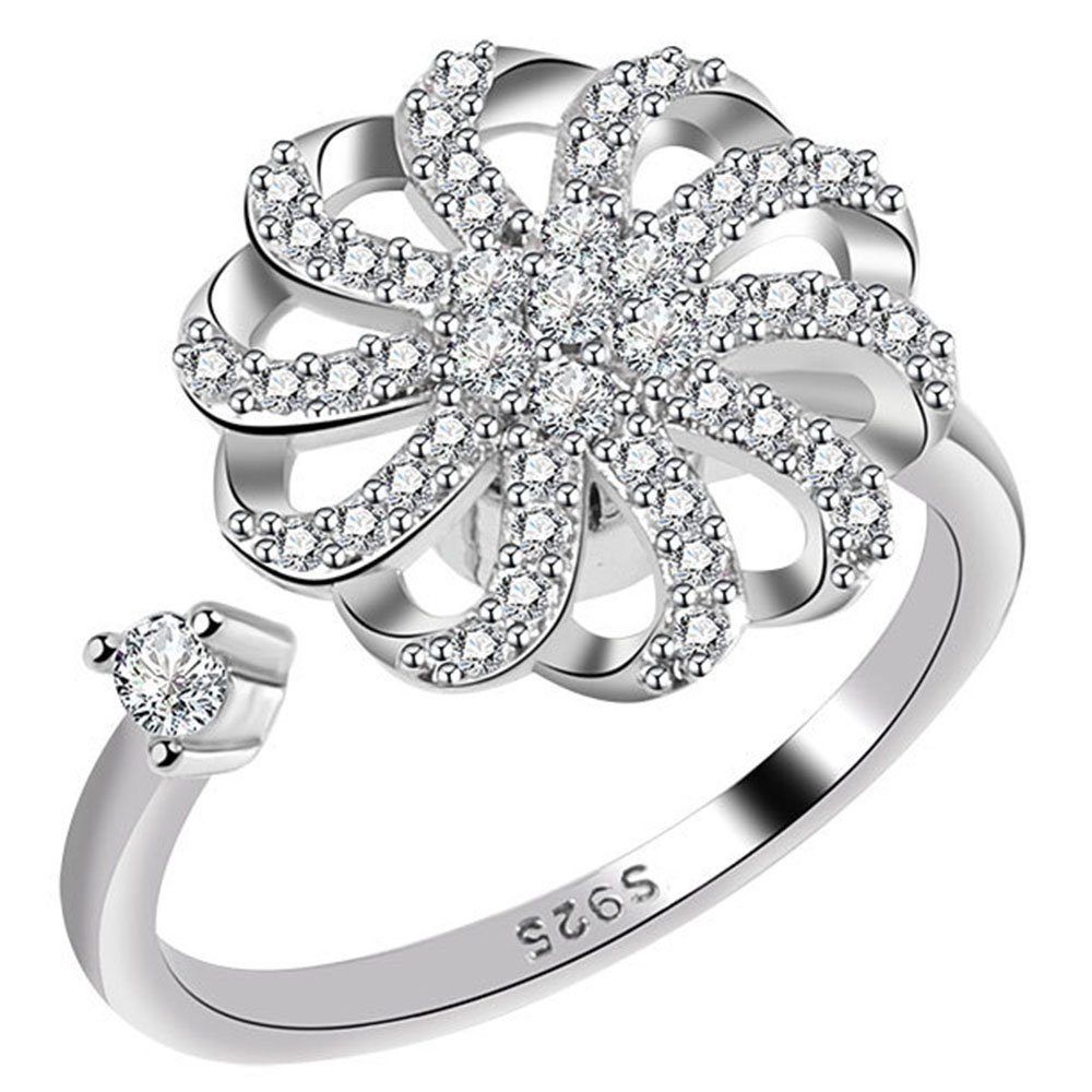 Haiaveng Fingerring S925 Sterling Silber Ringe, Anti-Angst Ring für Damen, Stressreduzierender Spinning Ringe, verstellbarer Ring