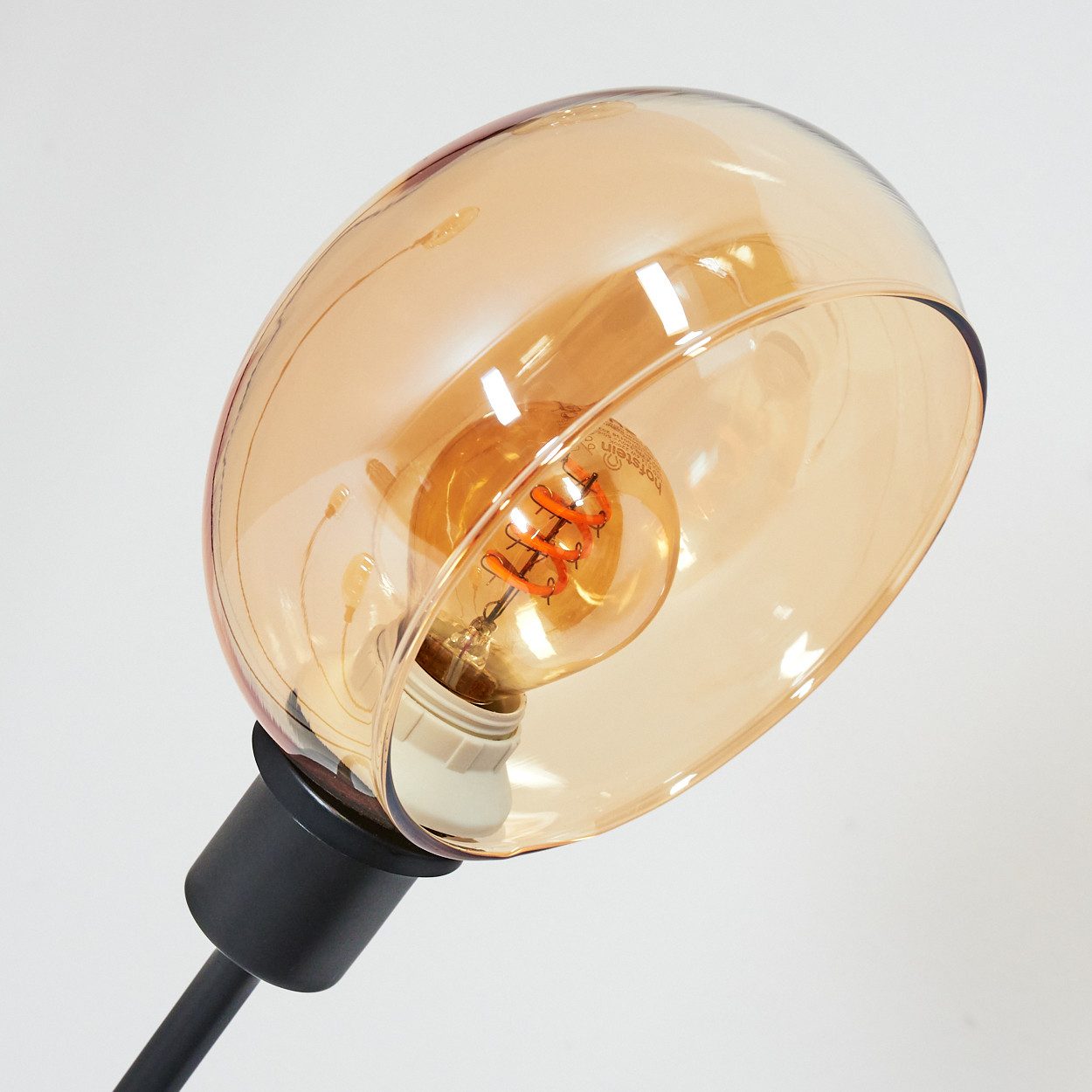 hofstein Stehlampe Stehlampe aus Metall in Schwarz/Bernstein im Retro/Vintage-Design, verstellbare Stehleuchte mit Marmorfuß und Schalter am Gehäuse, E14