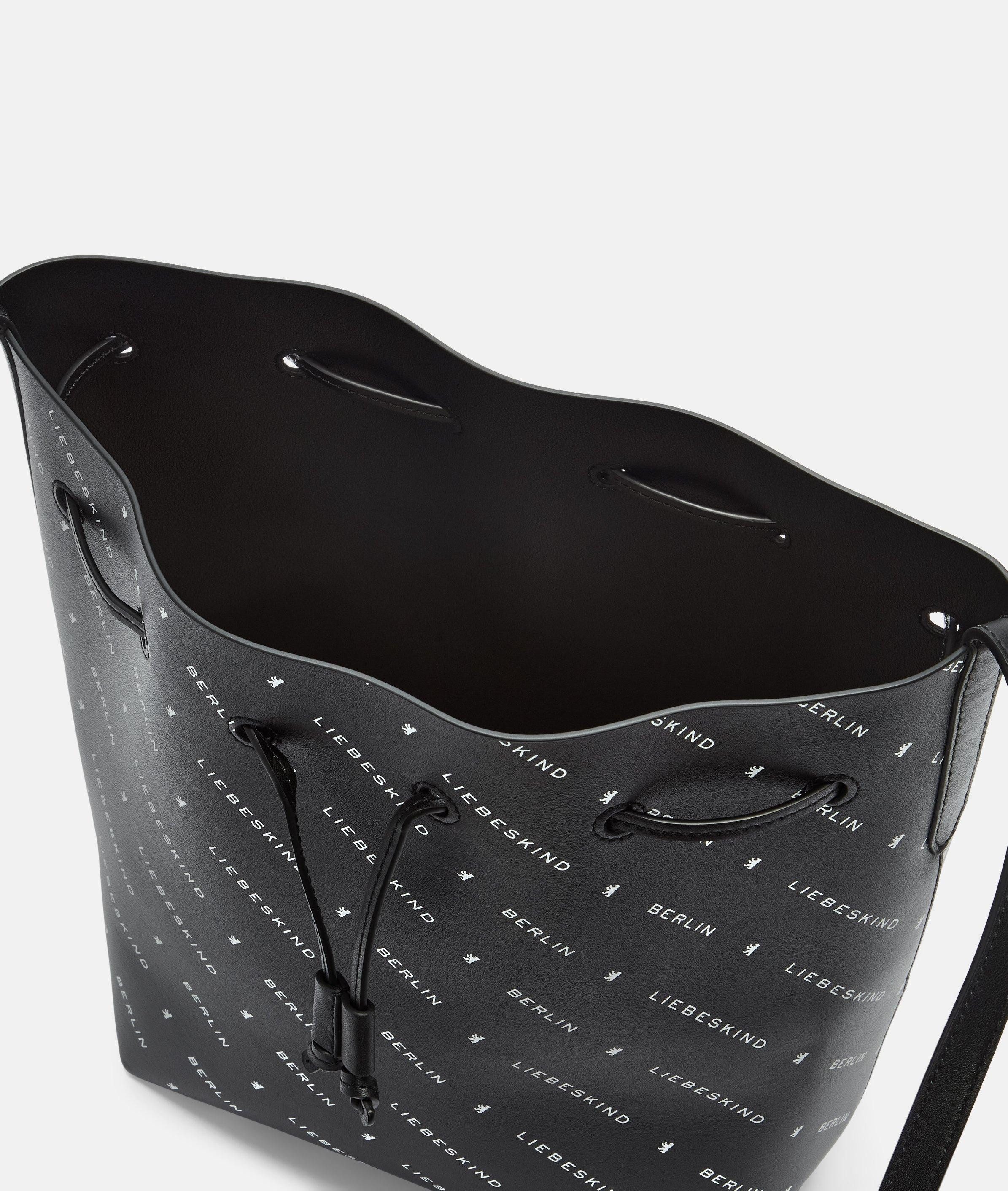 Liebeskind Berlin Schultertasche Monogram Bucketbag M, Geräumige Tasche aus Nappaleder mit Liebeskind Berlin Schriftzug