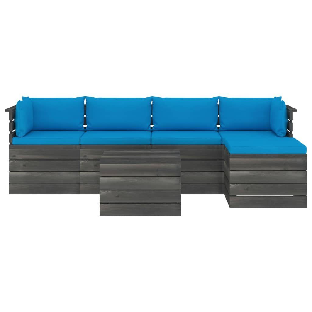 Kissen Kiefernholz, aus vidaXL Hellblau Garten-Sofagarnitur mit 6-tlg. (6-tlg) Gartenlounge-Set Paletten