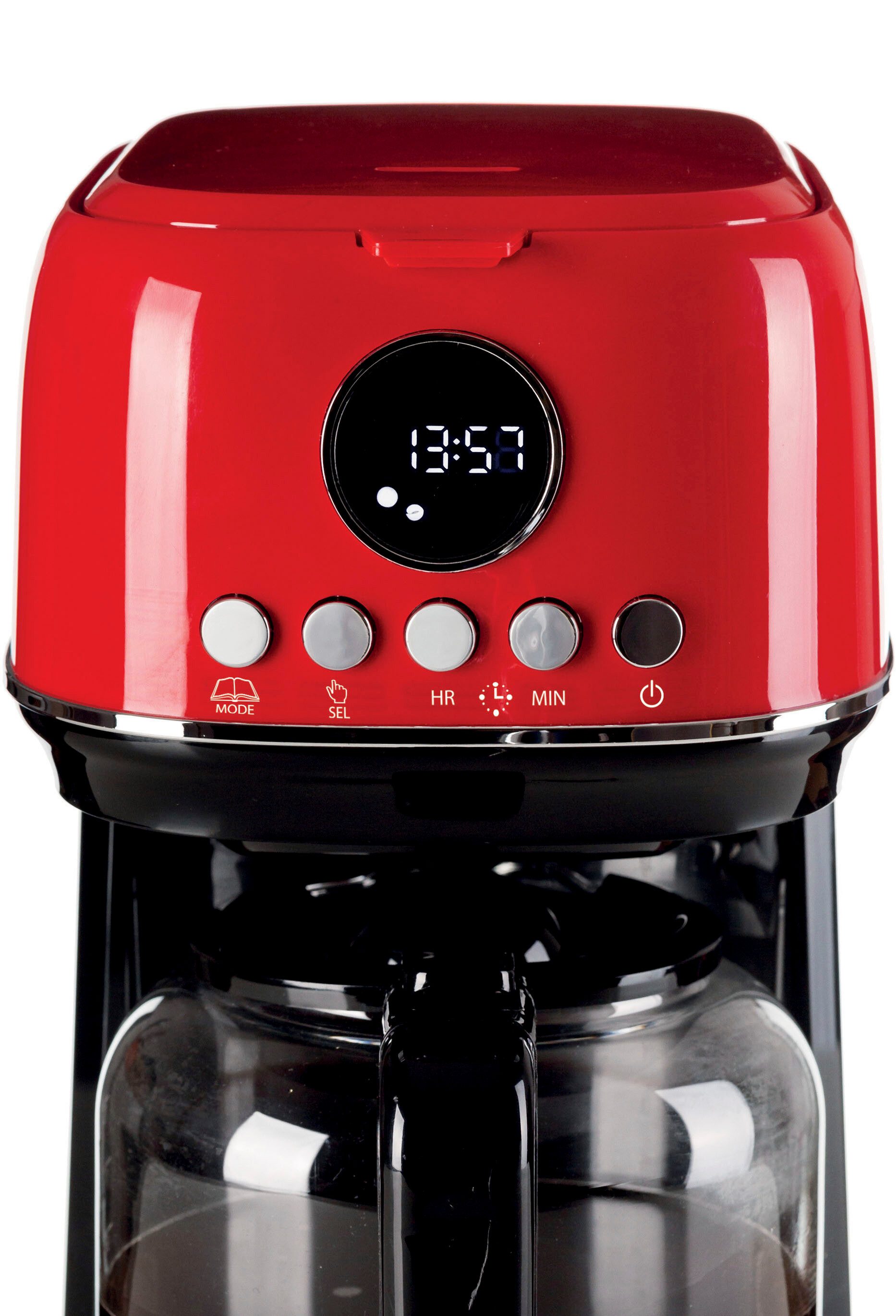 Ariete Filterkaffeemaschine 1396R Moderna rot,1,5 L mit Timer, Programmwahl und Warmhaltefunktion, Permanentfilter