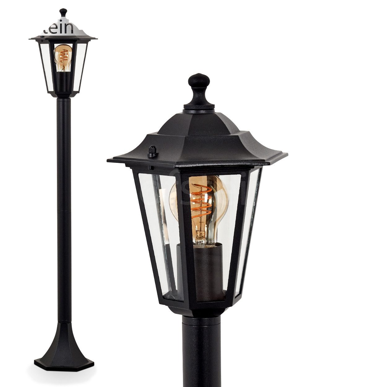 hofstein Pollerleuchte Wegeleuchte aus Metall/Glas in Schwarz/Klar, ohne Le günstig online kaufen