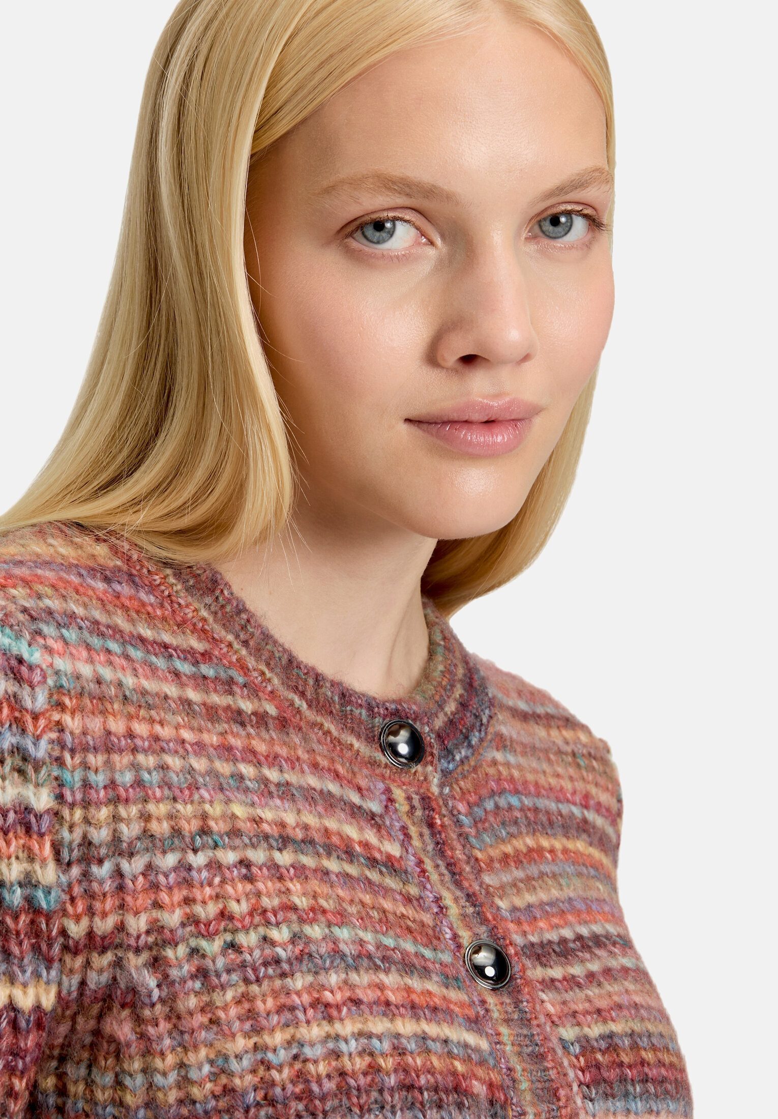 Cartoon Strickjacke Damen mit Rundhalsausschnitt (1-tlg)