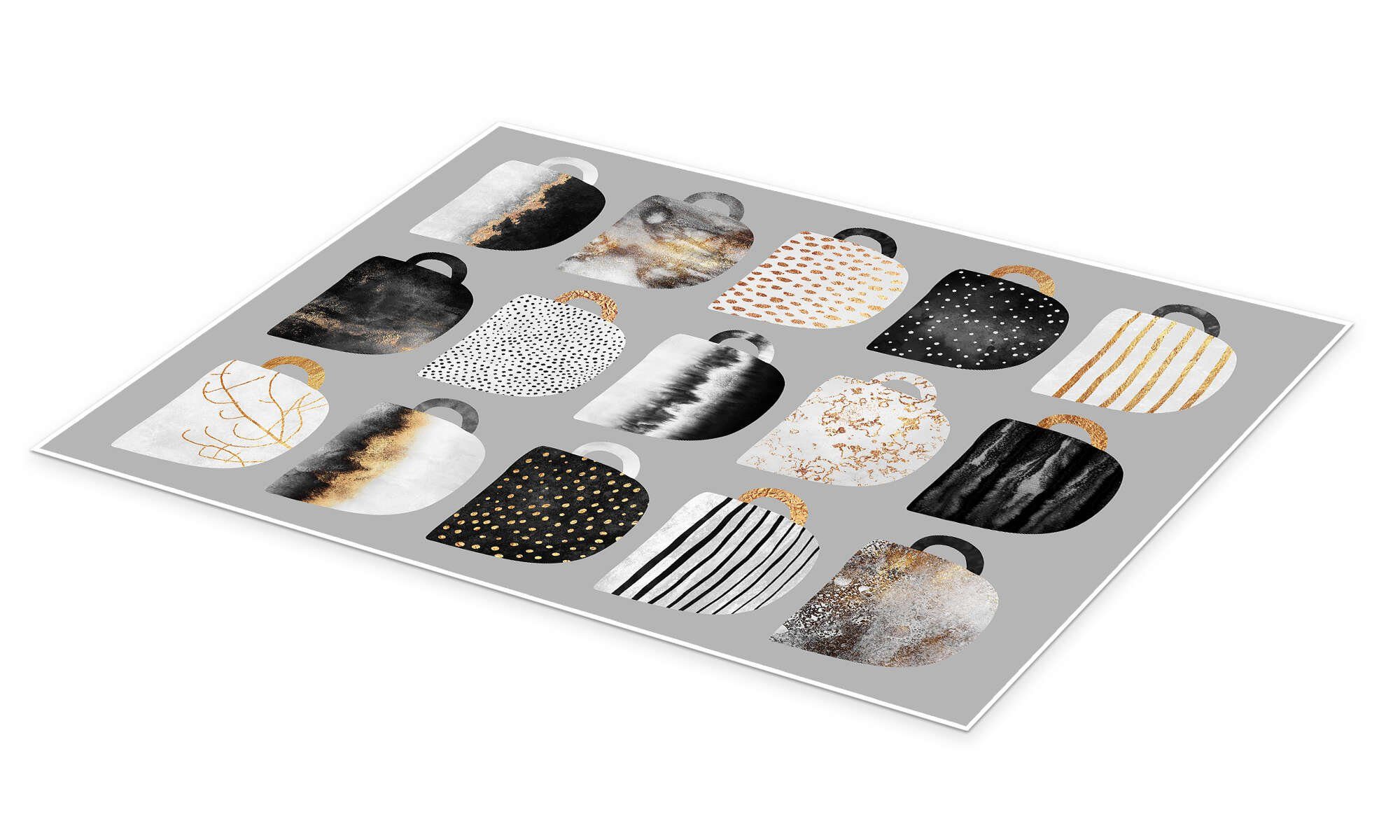 Posterlounge Wandbild Pretty Coffee Cups Grey, Elisabeth Fredriksson, erhältlich als Poster, Leinwandbild, Wandsticker oder Acrylglasbild