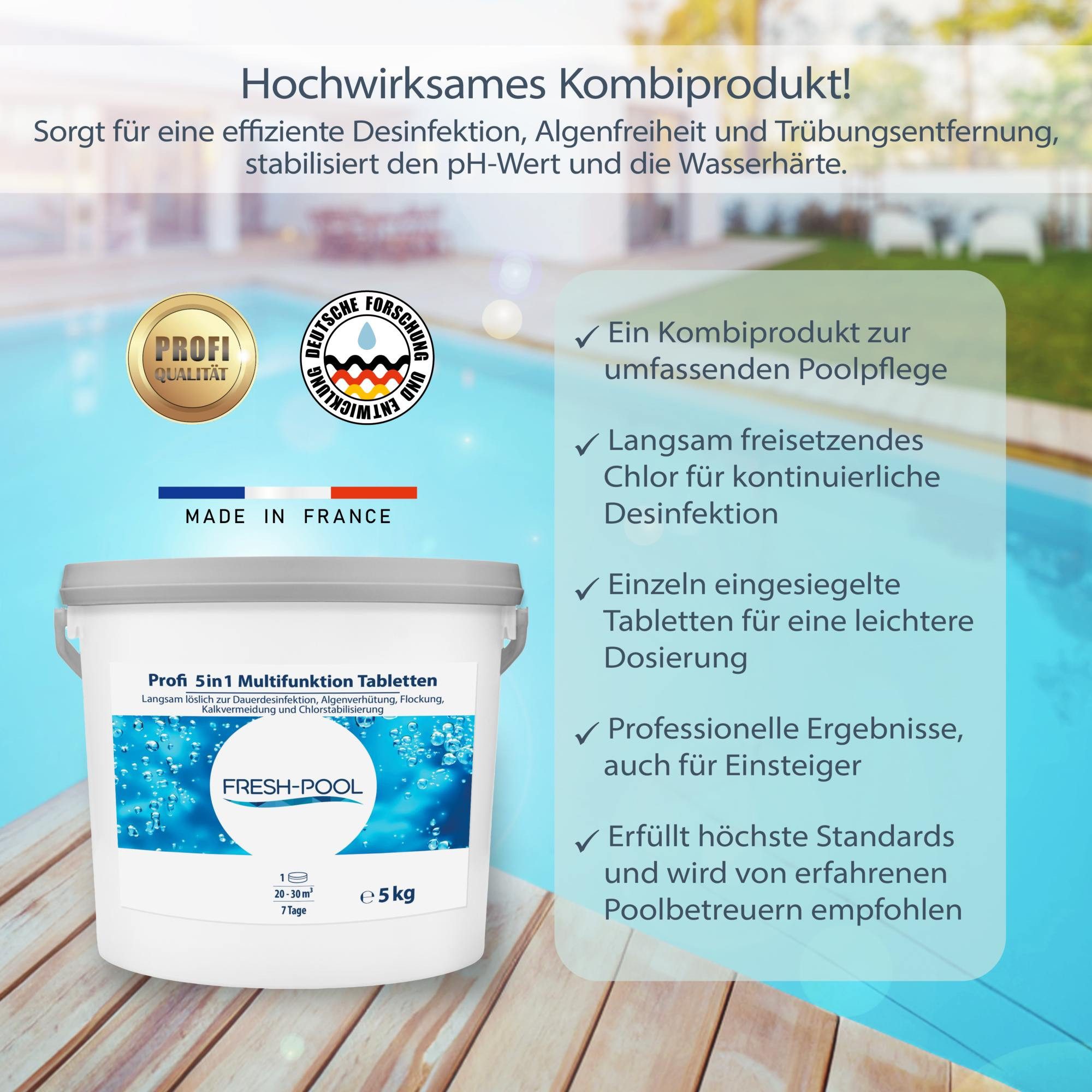 Fresh-Pool Poolpflege Profi 5in1 Multifunktion Tabletten 200g 5 kg