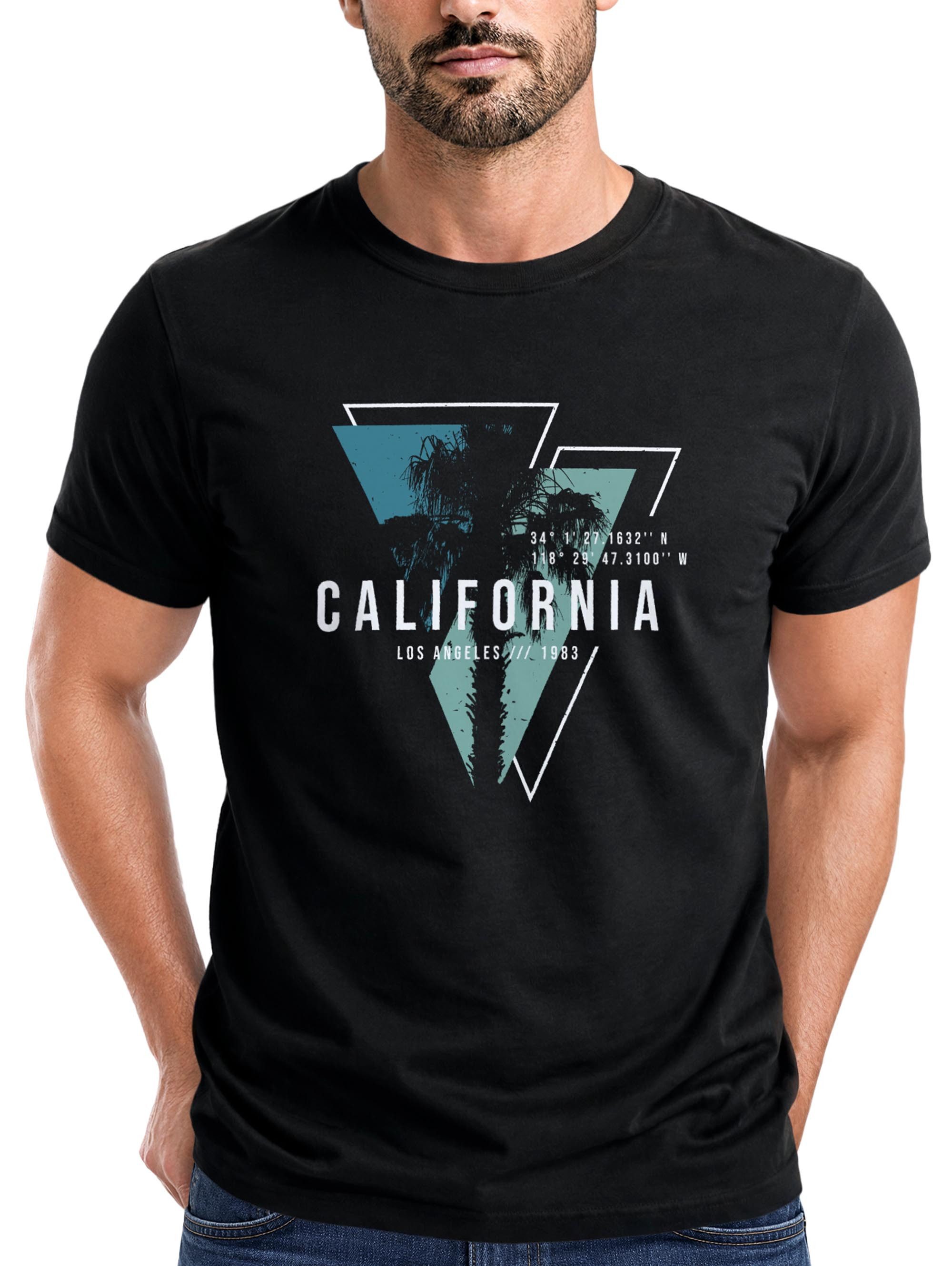 Neverless Print-Shirt Herren T-Shirt California Los Angeles Surfing Motiv Sommer Fashion mit Print