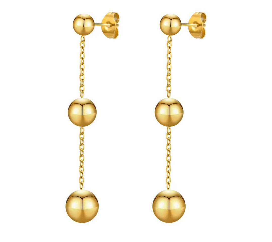 Order & Smile Schmuck Paar Ohrhänger Hängende Kugel Ohrringe: Edelstahl Ohrhänger gold