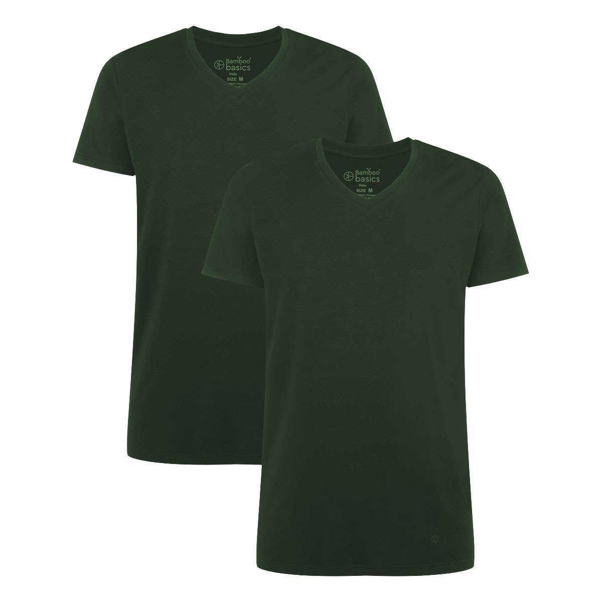 Bamboo basics T-Shirt Herren T-Shirt VELO, 2er Pack - Unterhemd Grün