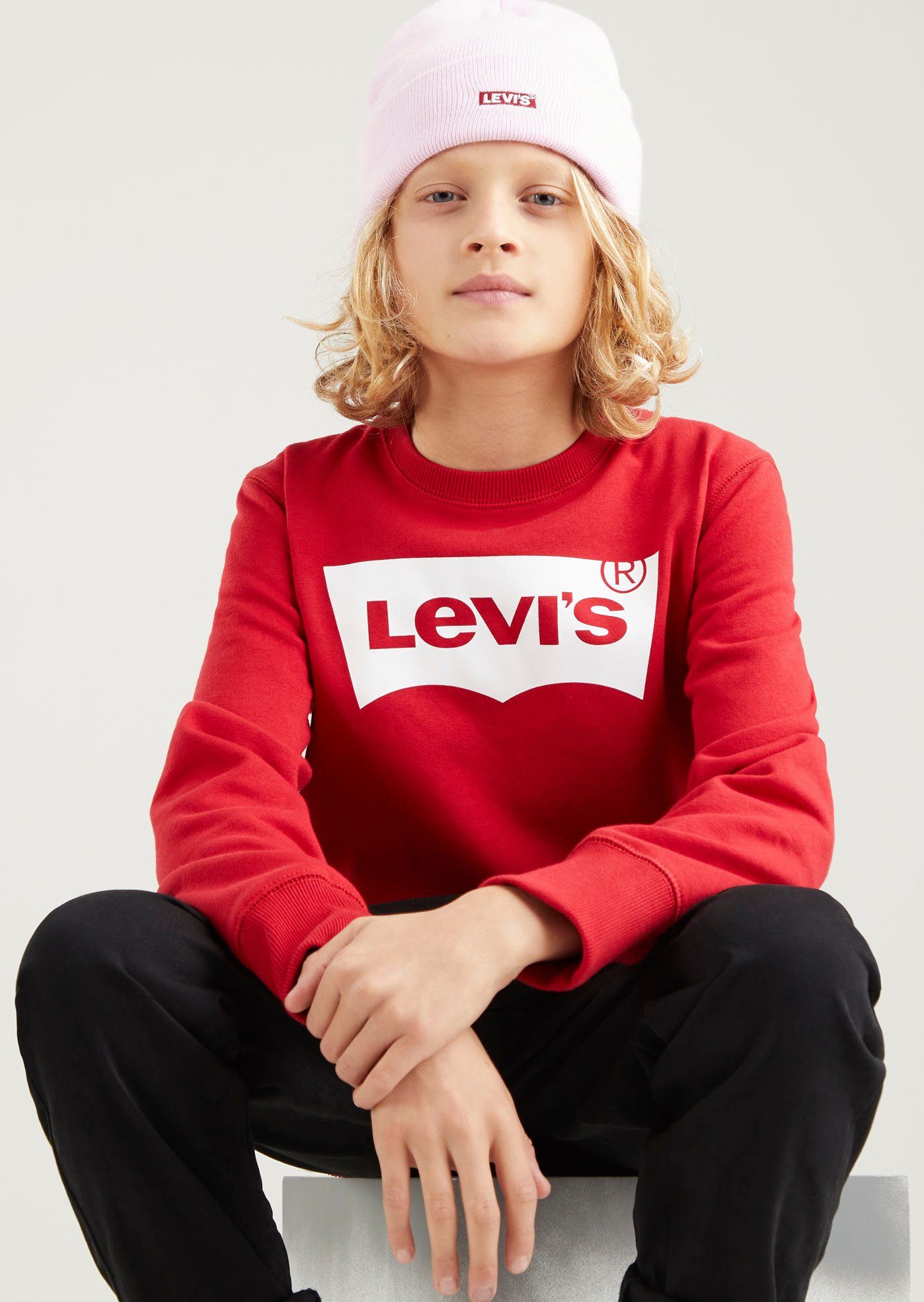 Neuware aus eigenen Geschäften Levi's® Kids Sweatshirt BATWING BOYS red for CREWNECK