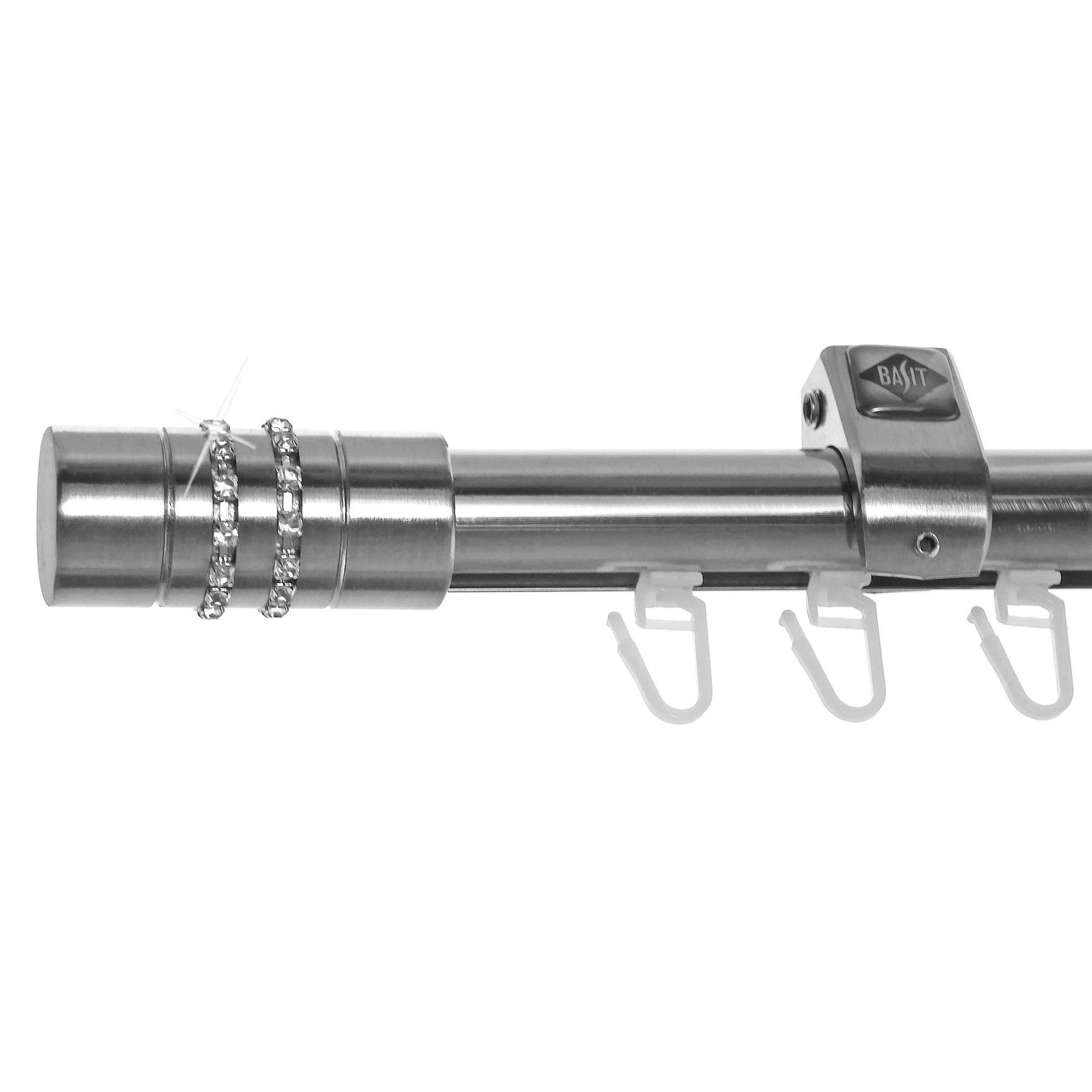 BASIT Gardinenstange Innenlauf Edelstahloptik 20mm mit Deckenträgern 120 cm günstig online kaufen
