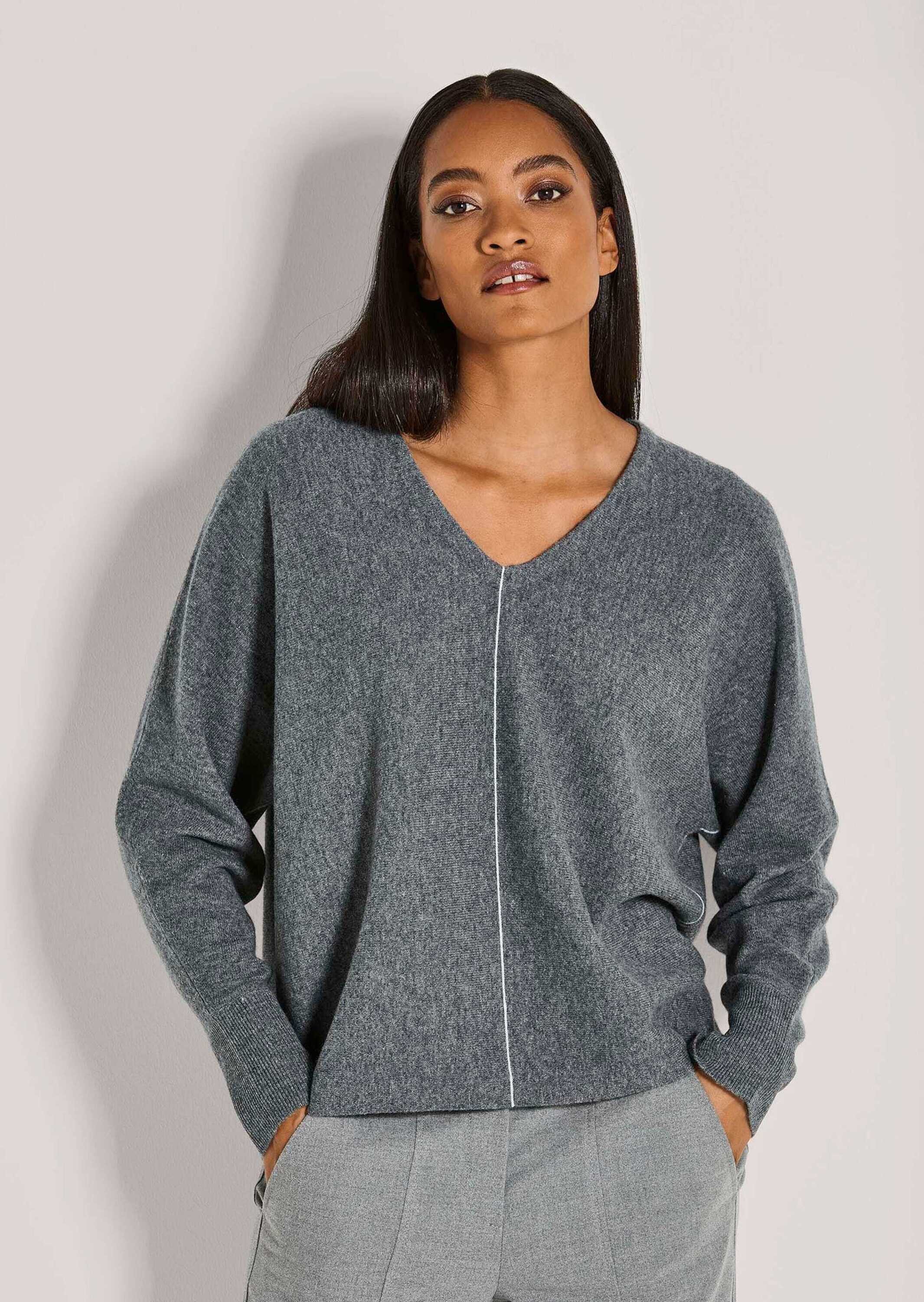 MADELEINE Strickpullover Melierter Feinstrickpullover mit Kaschmir Pullover günstig online kaufen