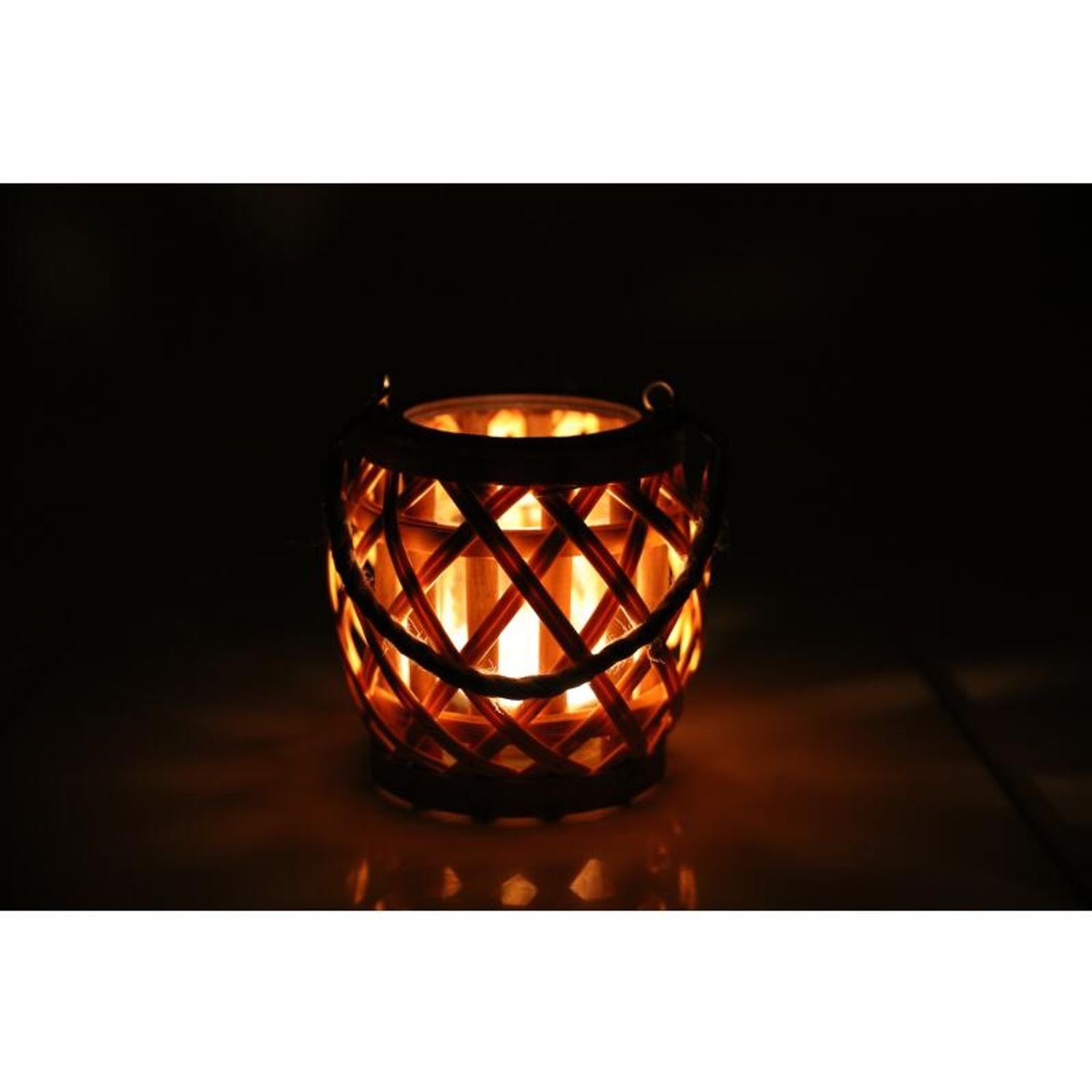 BURI Kerzenlaterne Weidenlaterne D15cm H14cm mit Glaseinsatz Windlicht Kerzenständer