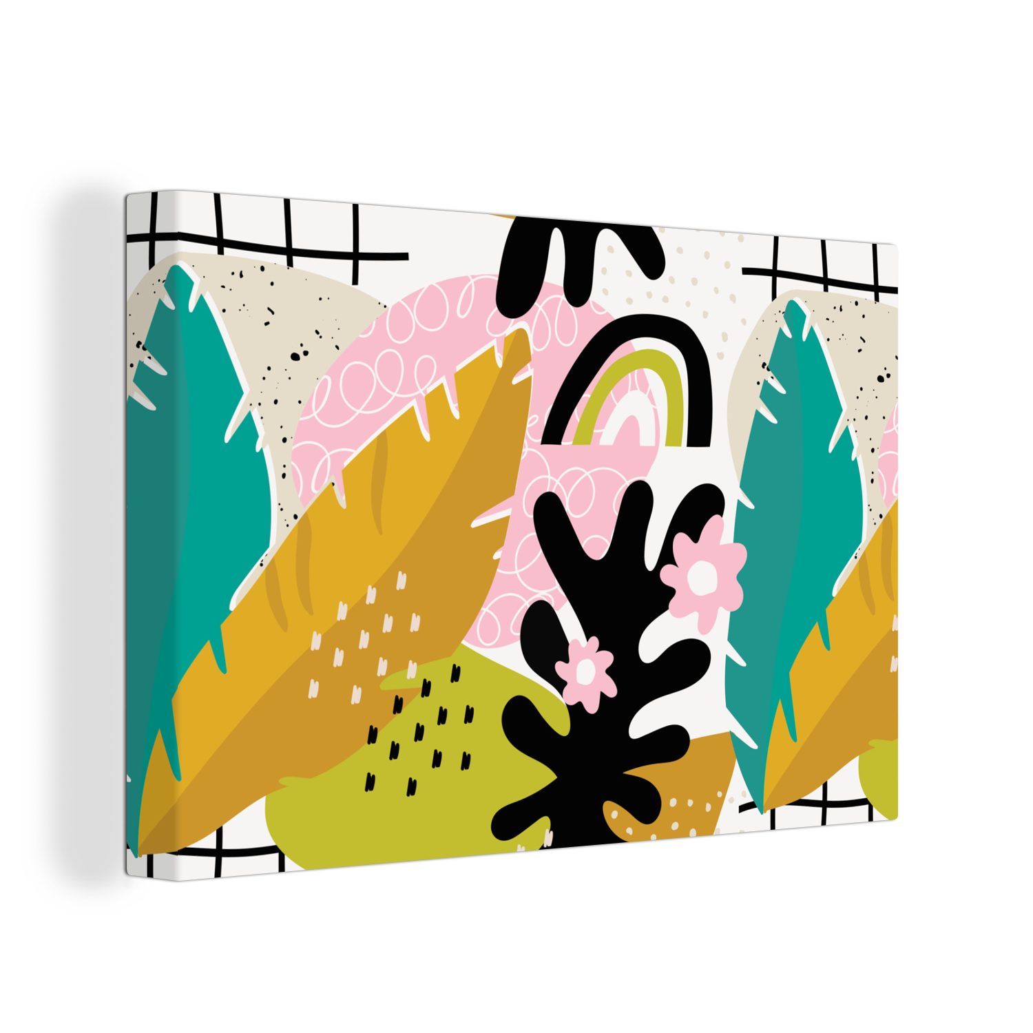 OneMillionCanvasses® Leinwandbild Dschungel - Pflanzen - Muster, (1 St), Wandbild Leinwandbilder, Aufhängefertig, Wanddeko, 30x20 cm