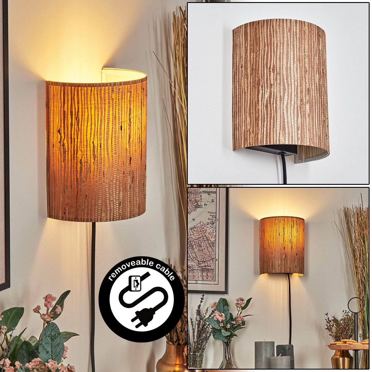 hofstein Wandleuchte Wandlampe aus Metall/Seegras in günstig online kaufen