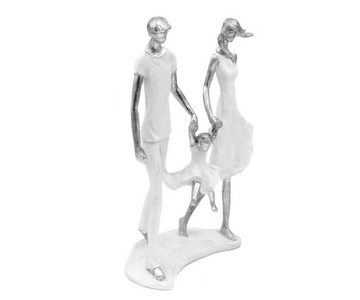 Brillibrum Dekofigur Skulptur Familie Weiß Silber Dekofigur aus Kunststein Family