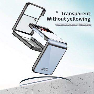 Wigento Handyhülle Für Samsung Galaxy Z Flip4 Electroplating transparente Handyhülle Schutz Cover Handy Tasche Schwarz Hülle Etuis Muster