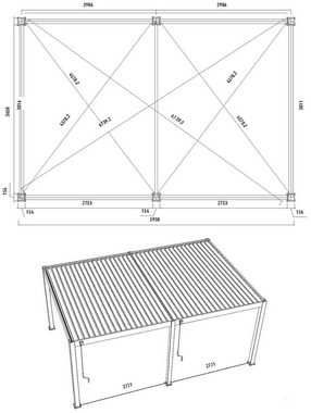 Weide Pergola Deluxe Plus Voll-Alu Pavillon 4 x 6 M weiß Pergola