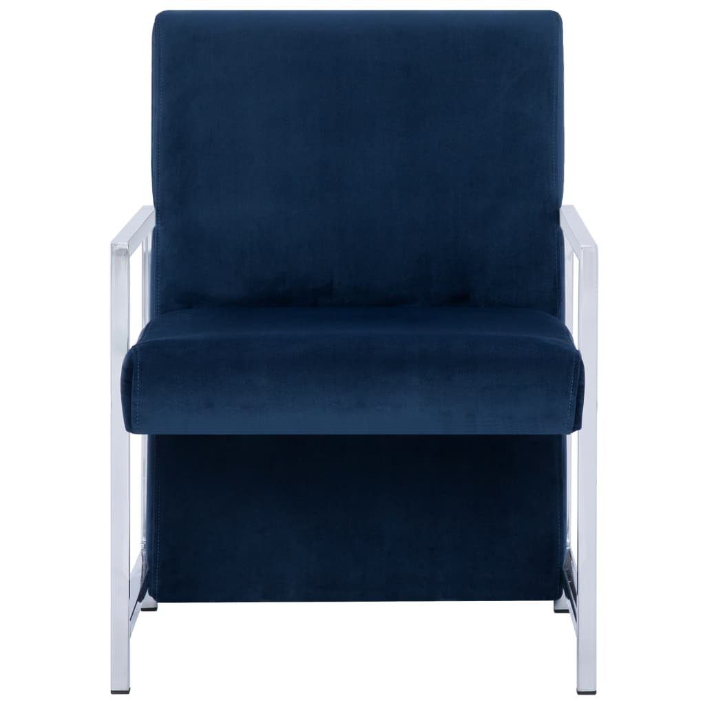 furnicato Sessel Samt mit verchromten Blau Füßen