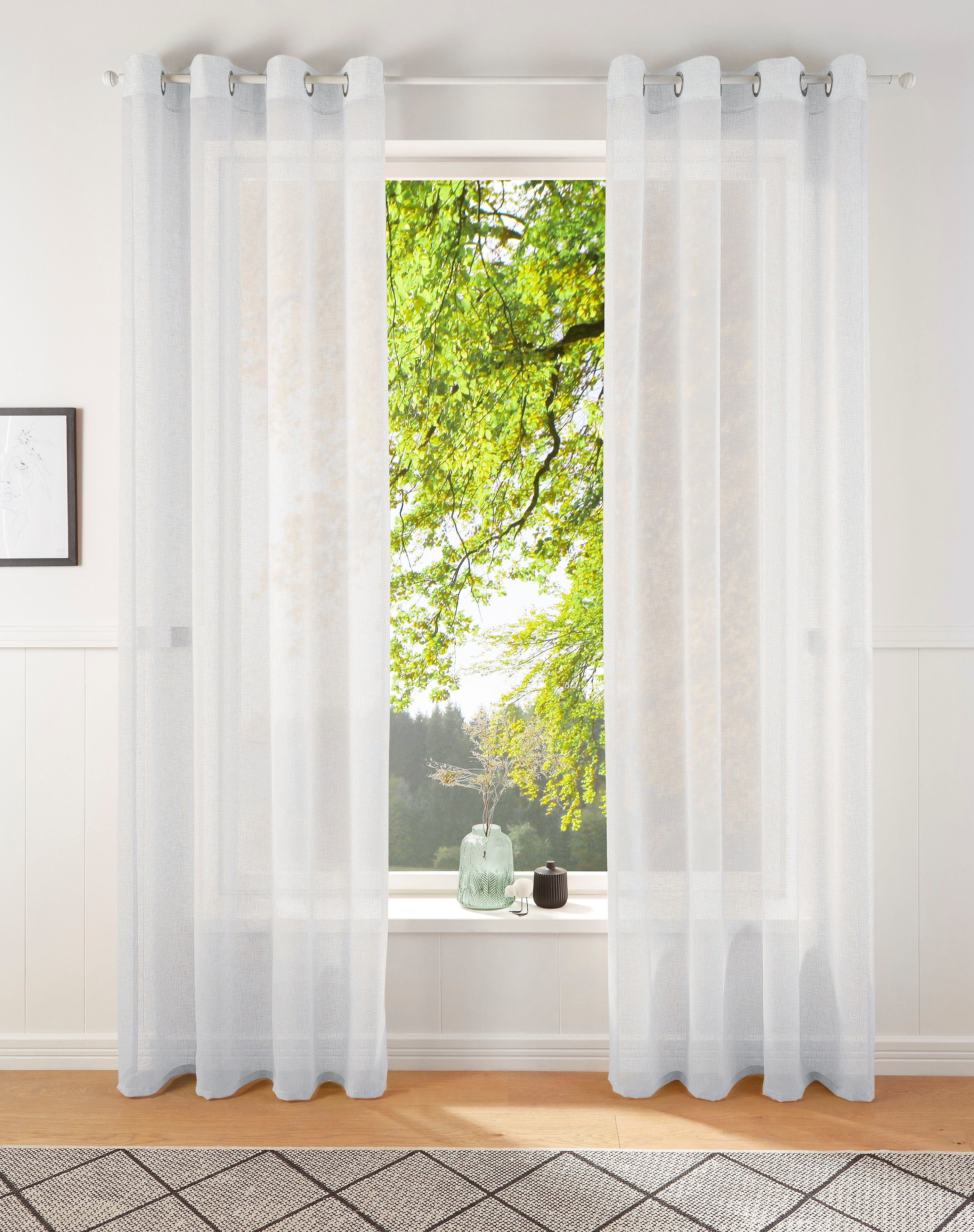 Gardine REGINA, my home, Ösen (2 St), transparent, Vorhang, Применитьgardine, 2-er Set, transparent, modern, Struktur