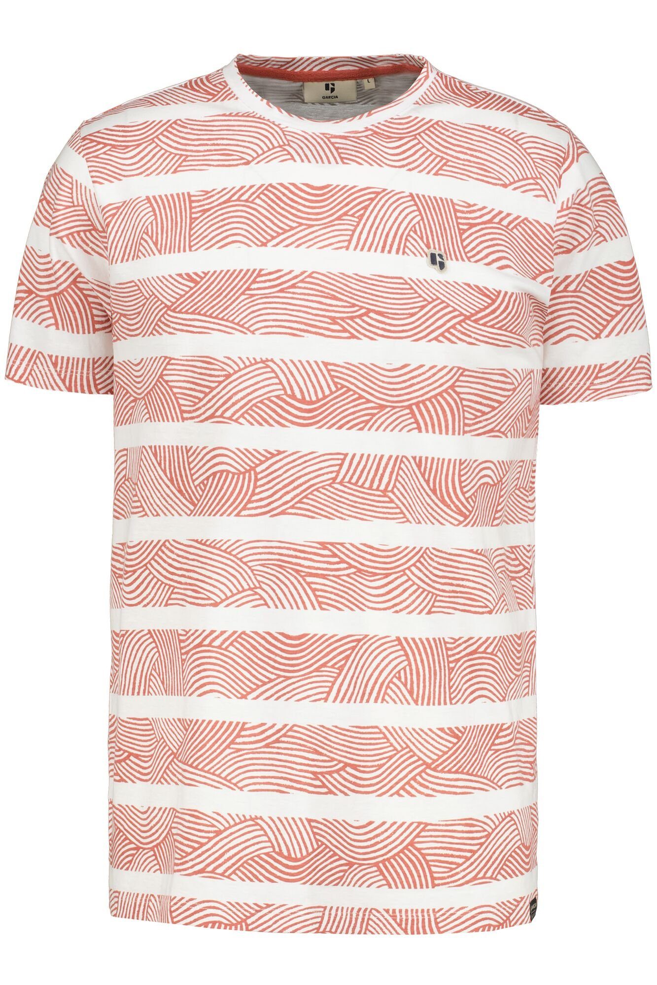(1-tlg) Logoprägung der Brust Garcia dusty T-Shirt cedar an stripe AOP