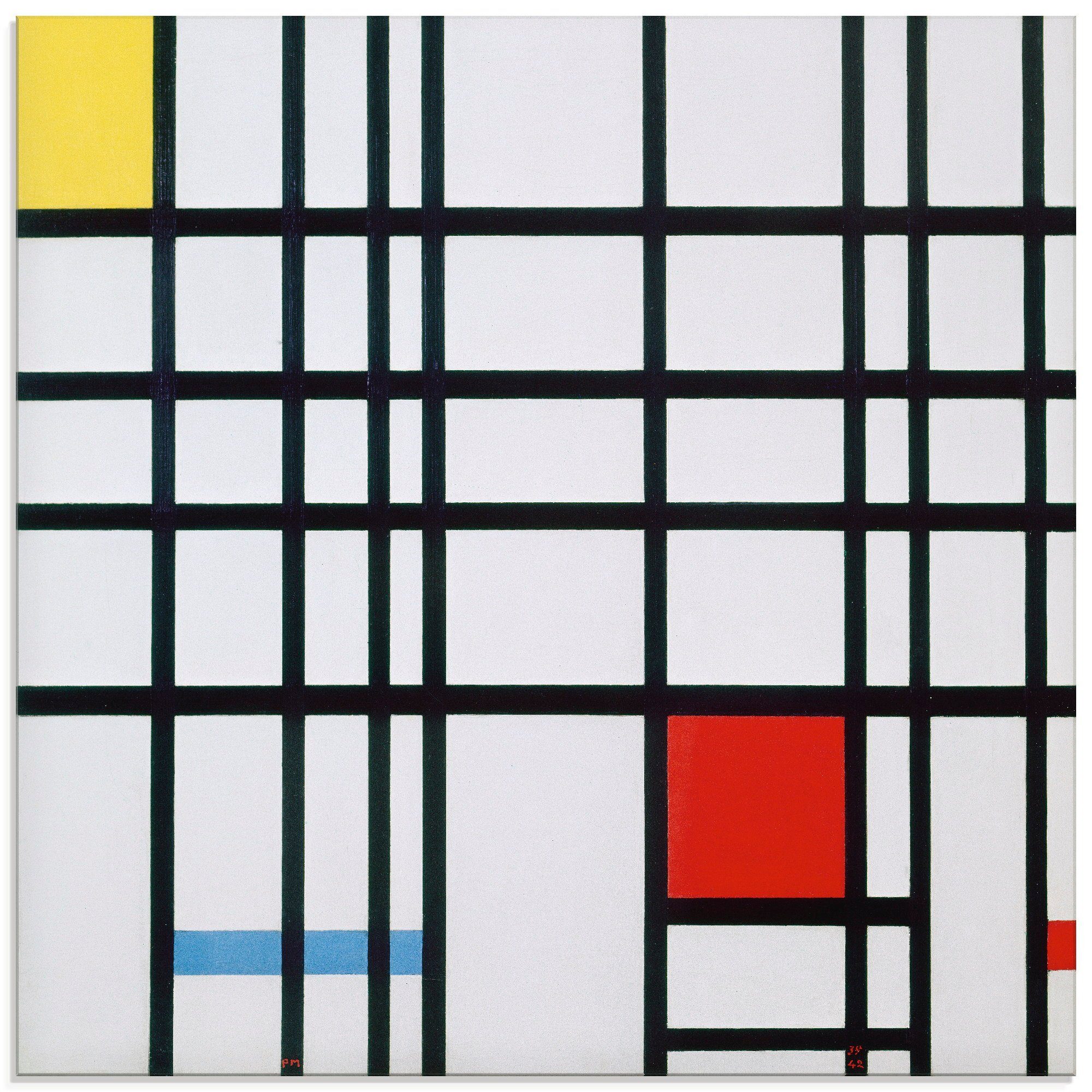 Artland Glasbild Komposition mit rot blau und gelb., Muster (1 St), in verschiedenen Größen