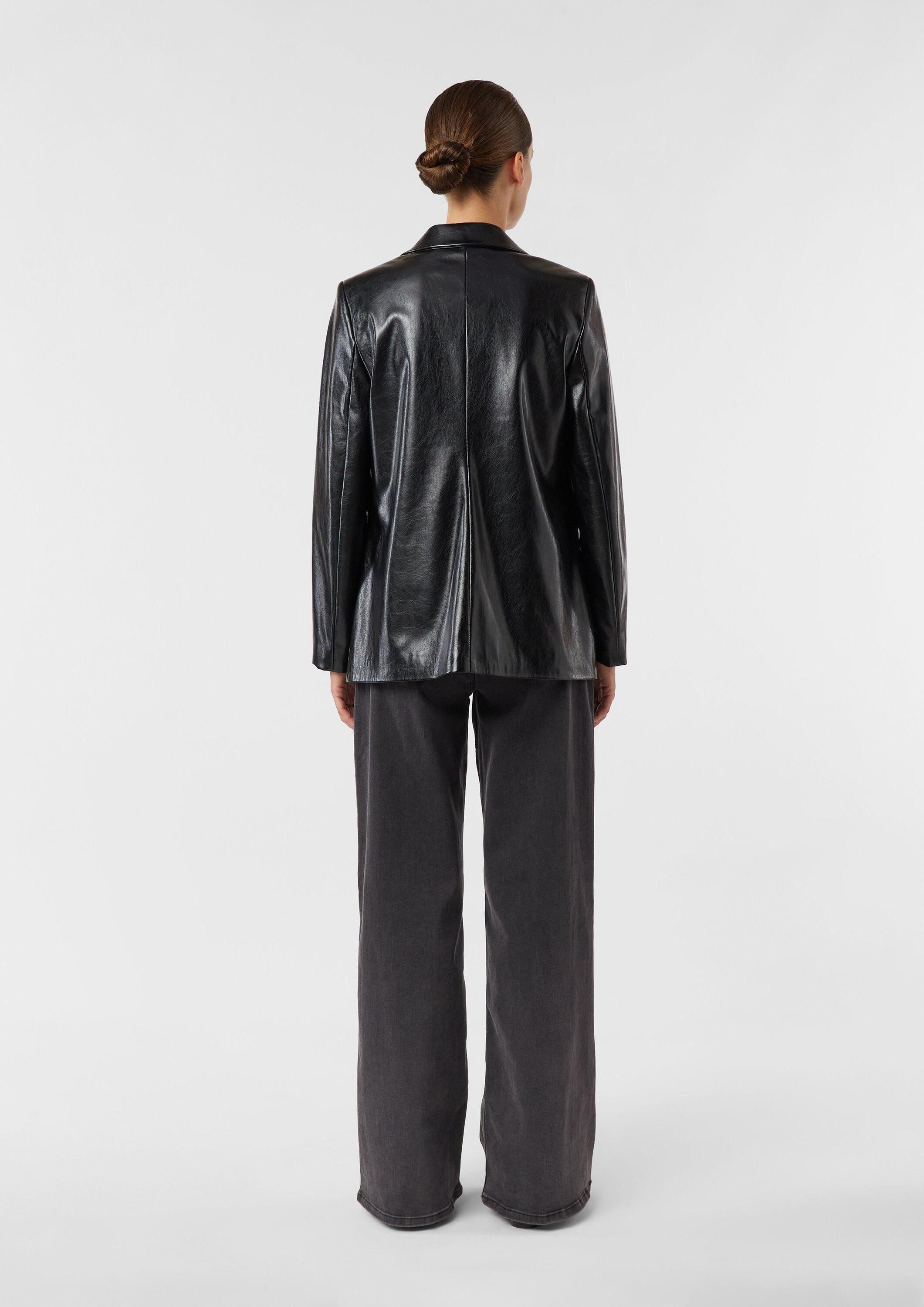 comma Jackenblazer Indoor-Blazer Lockerer Blazer aus Kunstleder