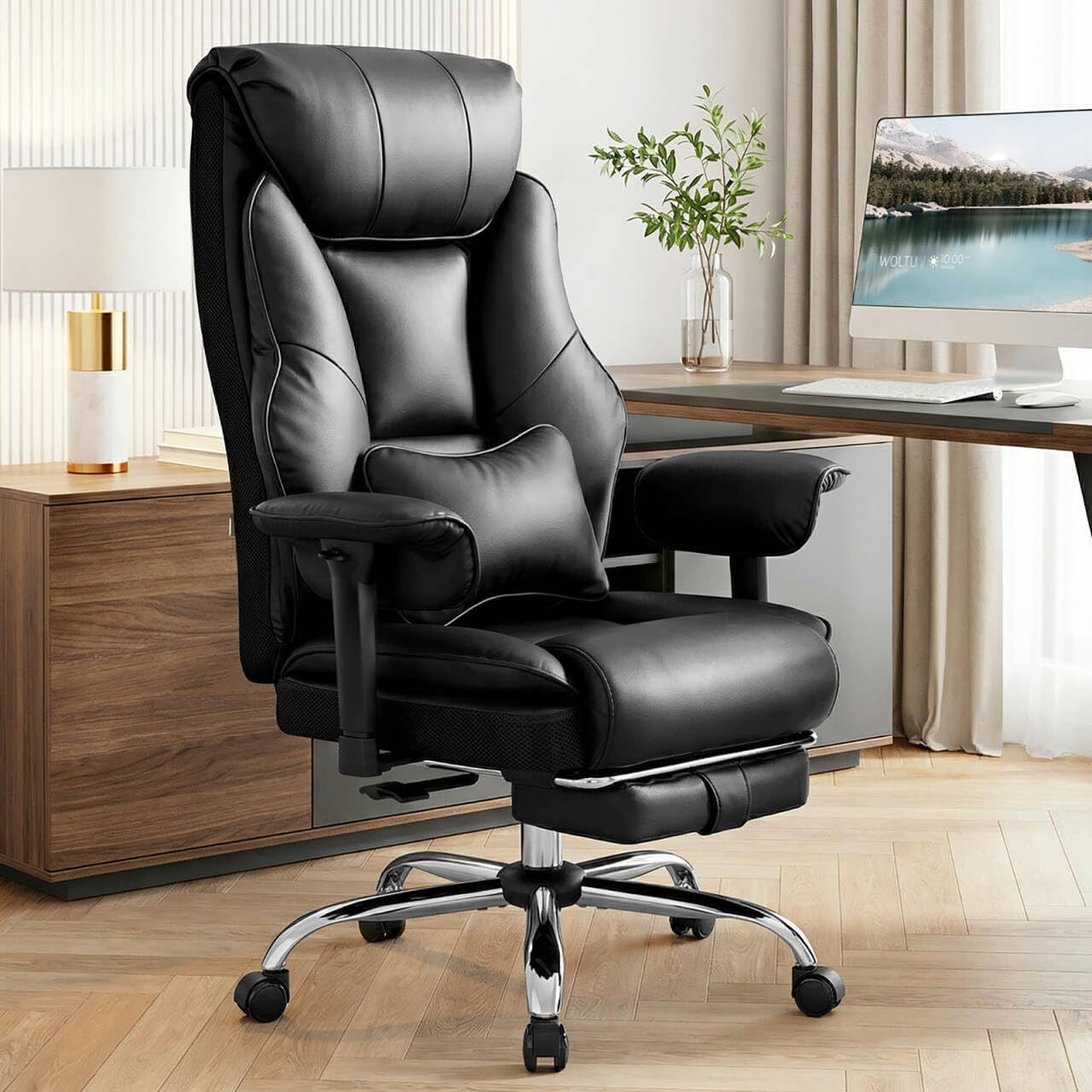 Woltu Bürostuhl, Chefsessel Doppellagige weiche Rückenlehne, ergonomisch