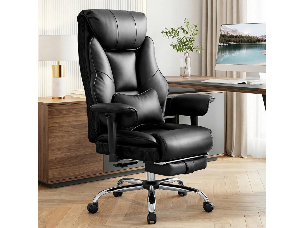 Woltu Bürostuhl, Chefsessel Doppellagige weiche Rückenlehne, ergonomisch