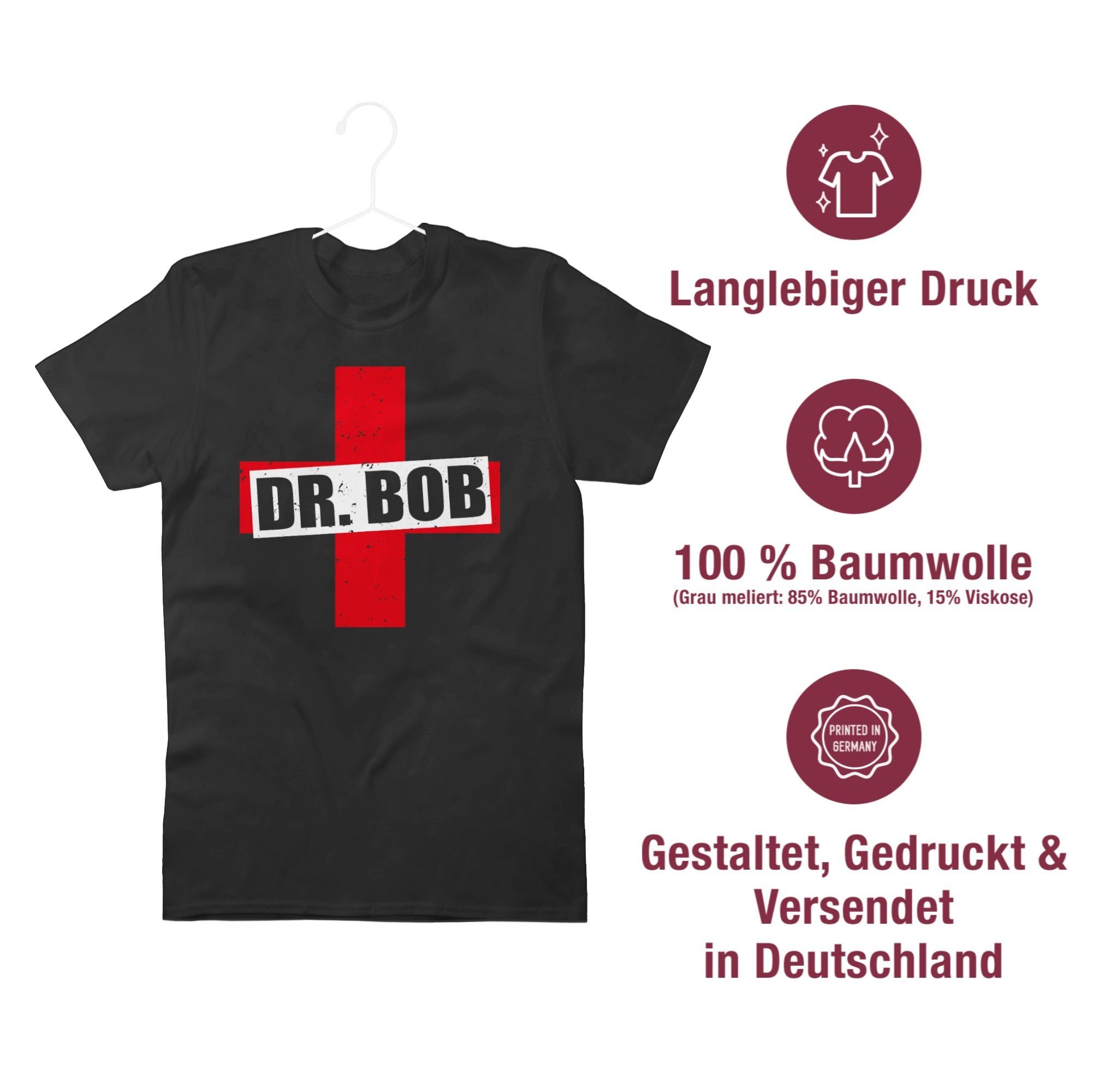 Shirtracer T-Shirt Dr. Bob Kostüm Karneval Outfit Schwarz 2 Kreuz