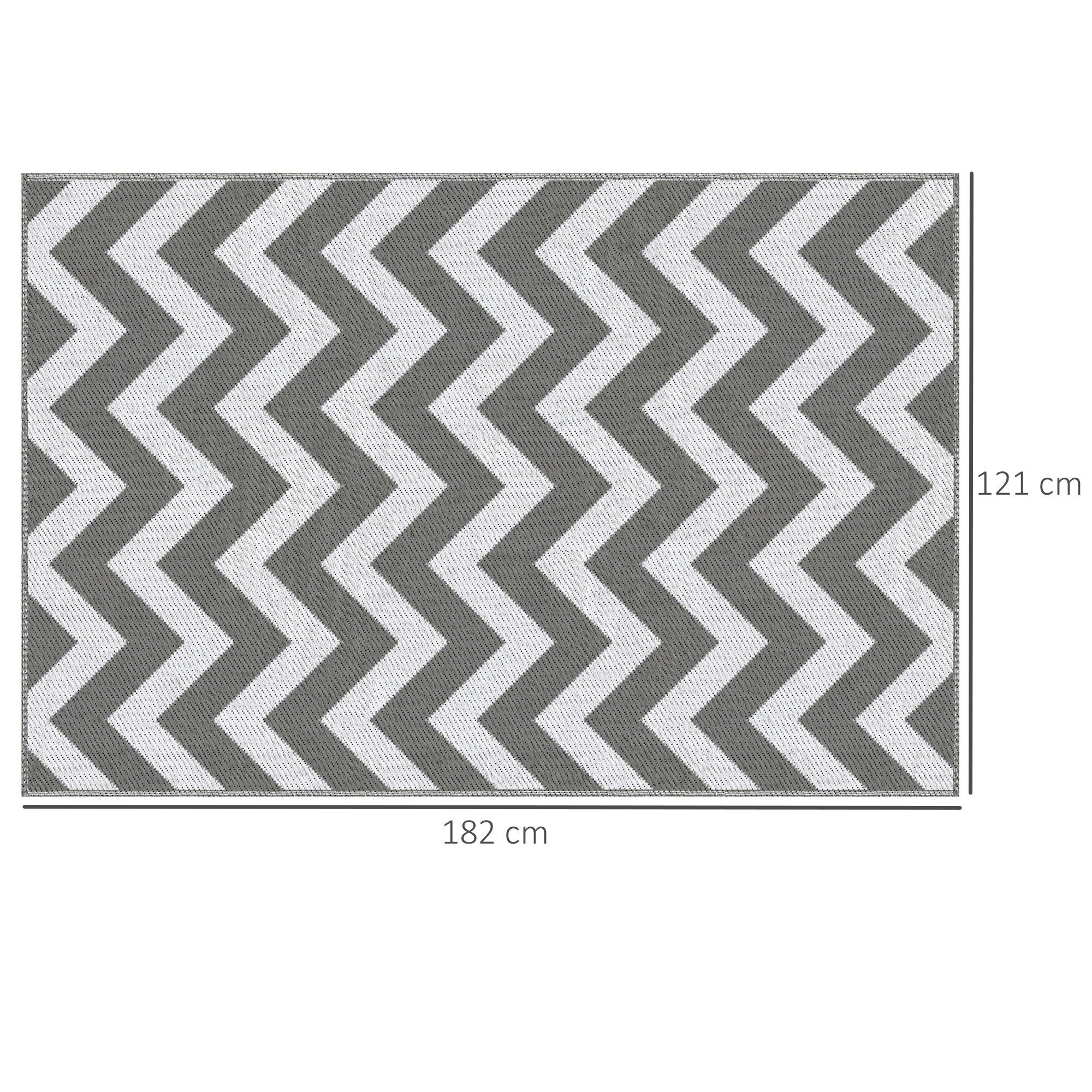 Outsunny Outdoorteppich wasserdichter Kunststoffteppich, für Terrasse, Balkon, Rechteck, Höhe: 0.3 mm, Hellgrau, Weiß, 121 x 182 cm