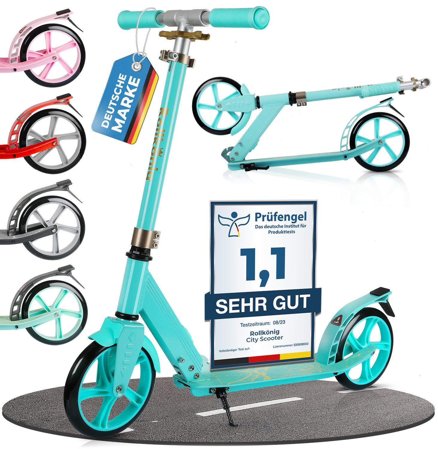 ROLLKÖNIG Cityroller Tretroller Rollkönig ® Scooter Kinder ab 5 Jahren, mit großen Rädern, Cityroller