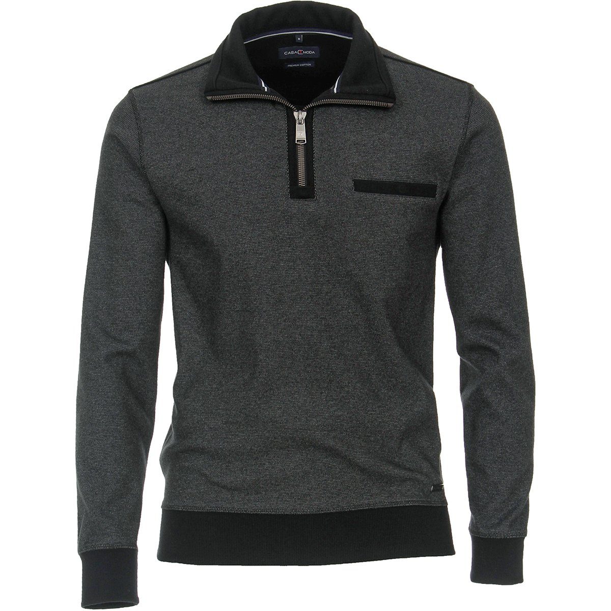 CASAMODA Sweater CasaModa Troyer-Sweatshirt Übergröße anthrazit melange