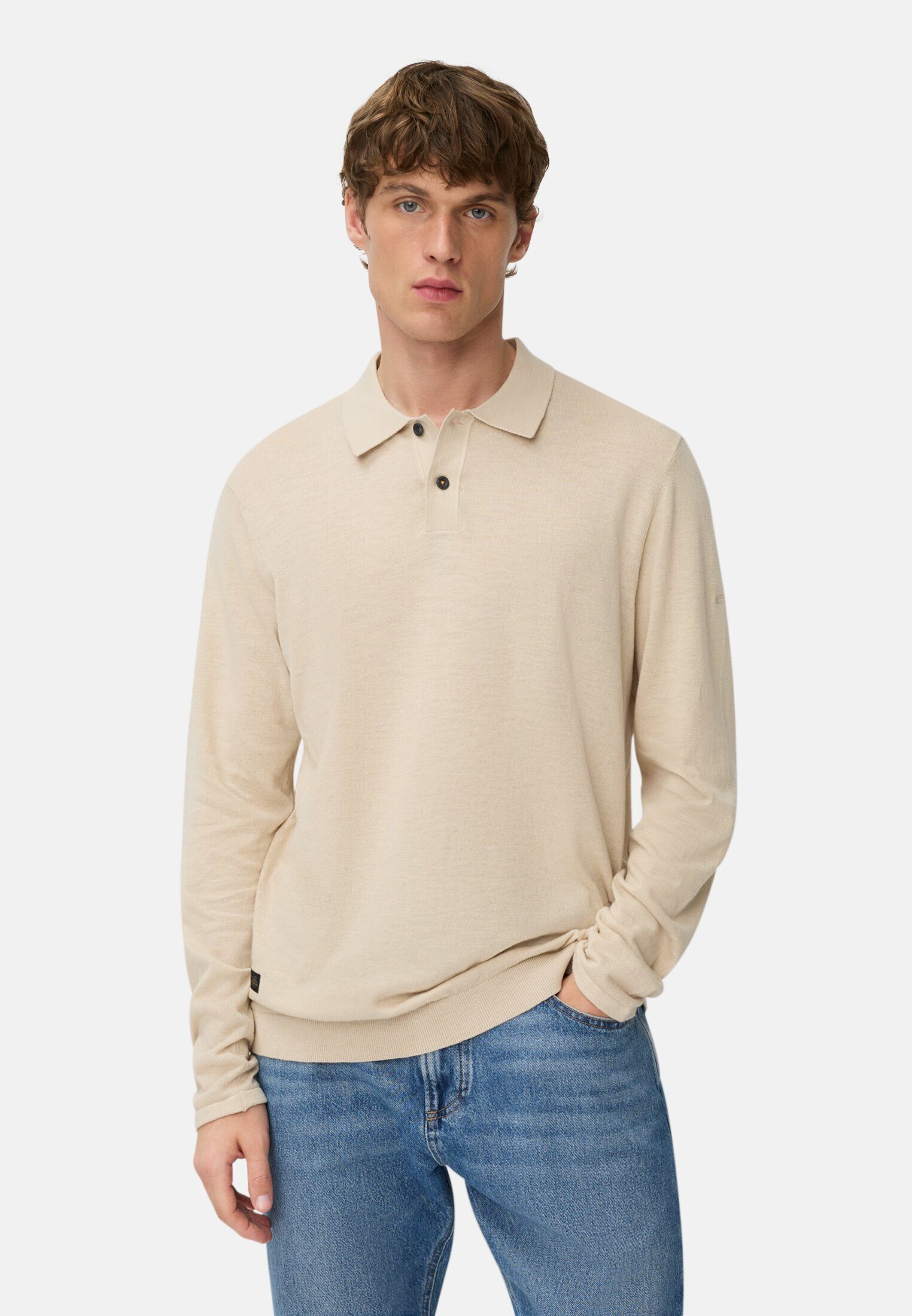 camel active Poloshirt aus reiner Baumwolle Langarm Polo Shirts_Langarm-Poloshirt