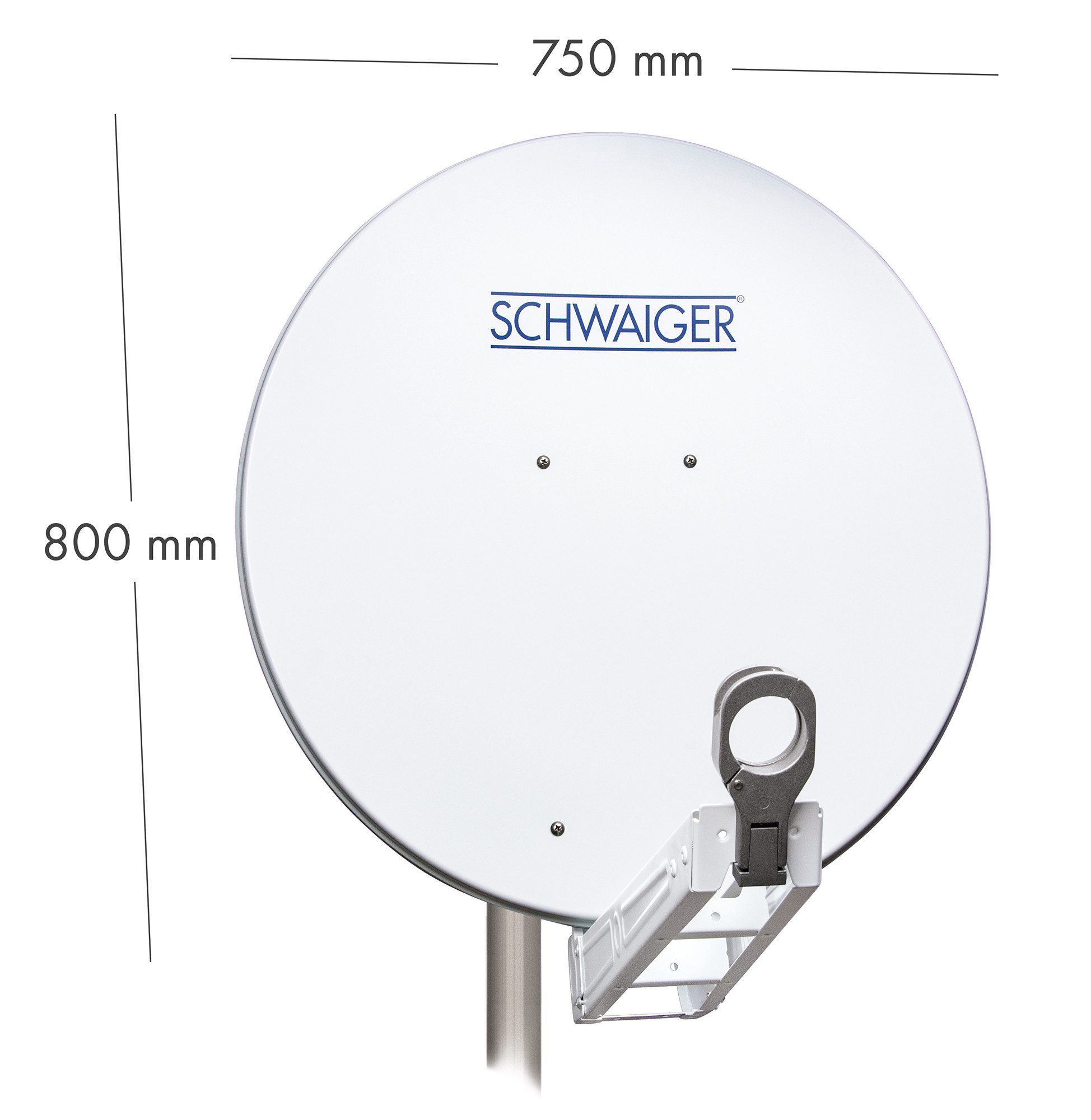Schwaiger 714623 SAT-Antenne (75 cm, Aluminium, Quad LNB, hellgrau)