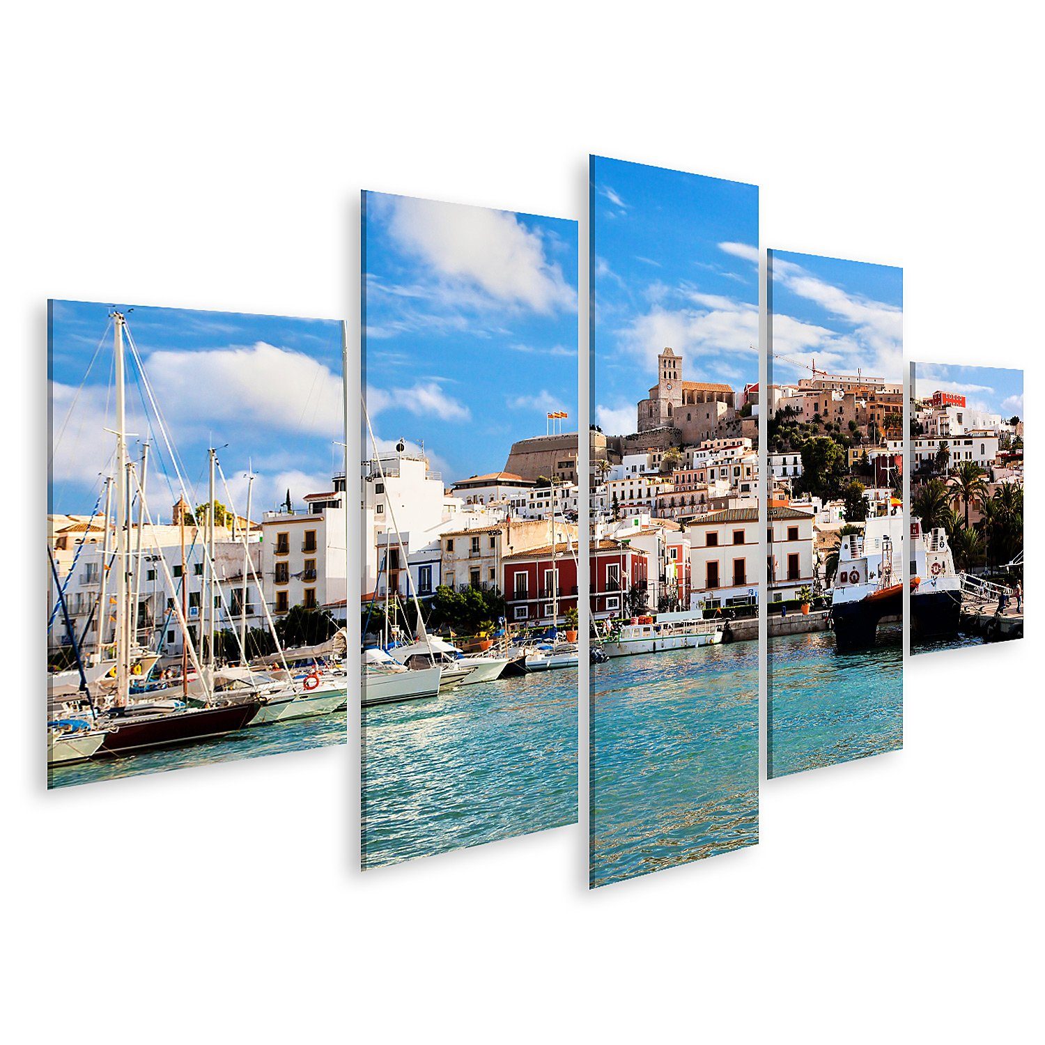 Leinwandbild Bild auf Leinwand Panorama Of Ibiza Alte Stadt Eivissa Spanien Baleare