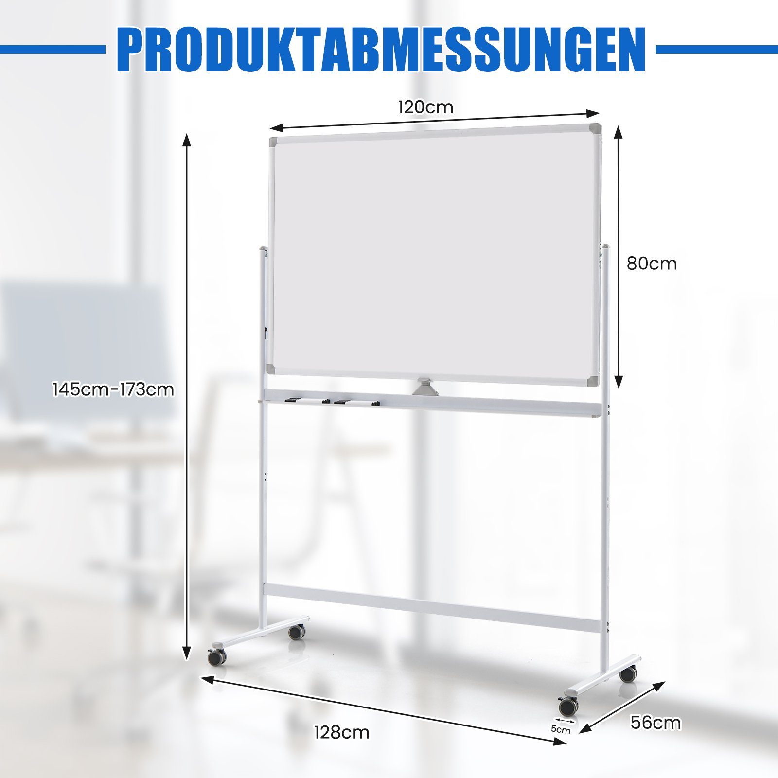COSTWAY Wandtafel, doppelseitig, höhenverstellbar, inkl. Zubehör, 120x80cm