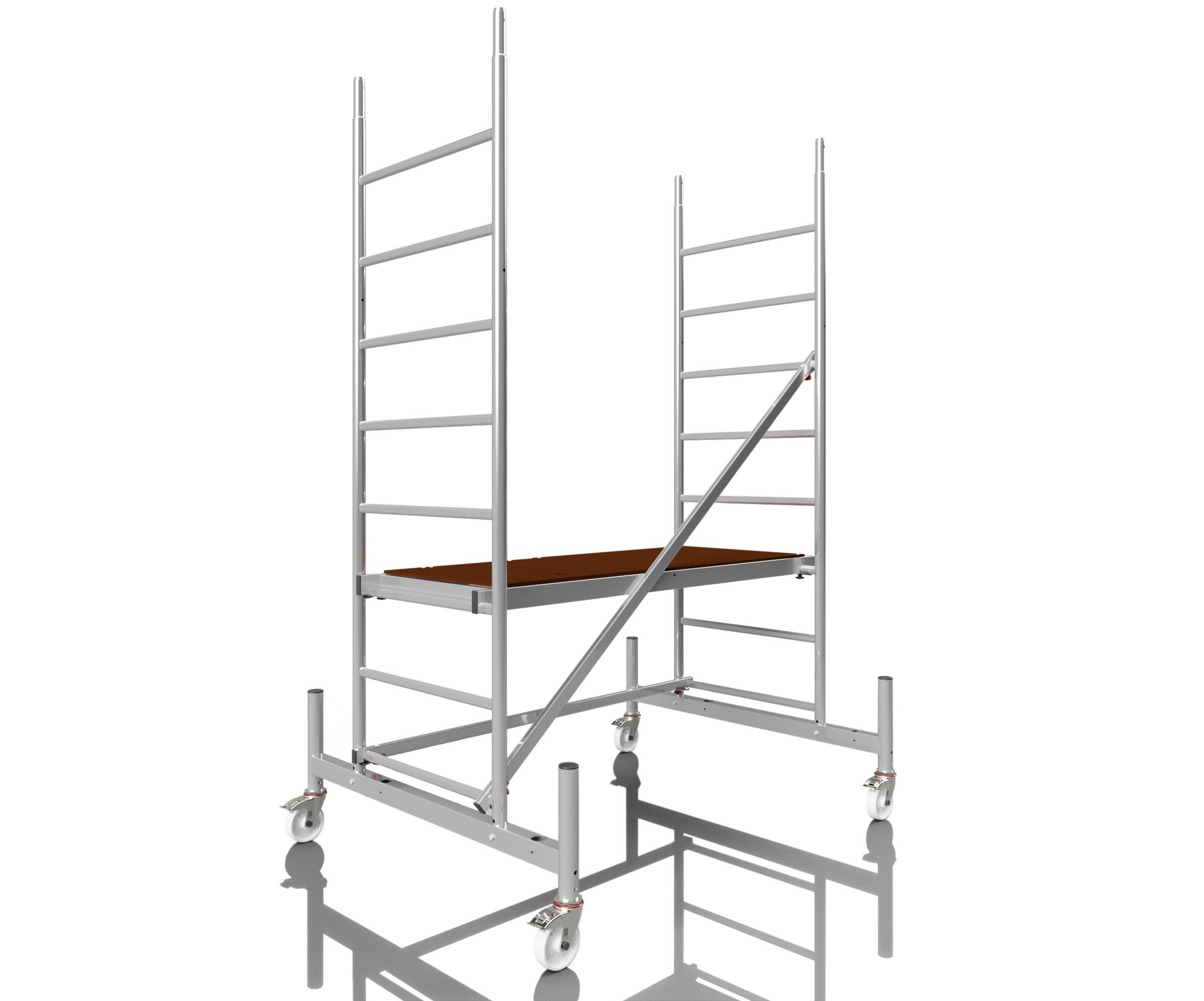 ALTEC Aluminium Fahrgerüst Rollfix 1.0 mit Ø125mm Rollen, Standardtraverse & Wandanker, maximale Arbeitshöhe 10 Meter