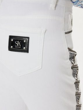Sarah Kern Slim-fit-Jeans Skinny-fit-Jeans koerpernah mit Seitennahtverzierung