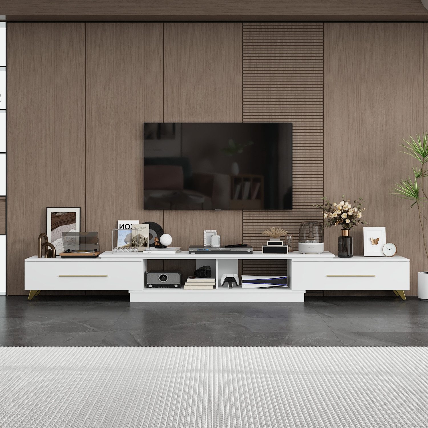 FUFU&GAGA Lowboard 261*29*38cm, Weiß, MDF günstig online kaufen