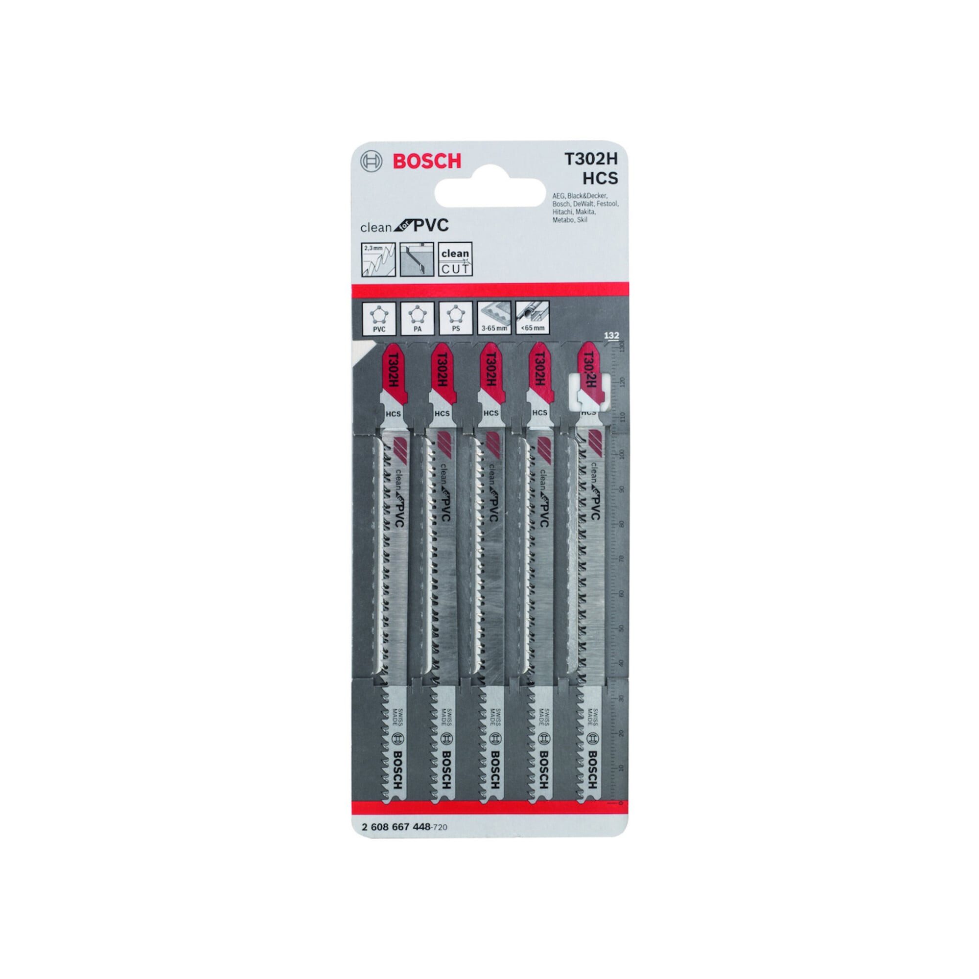 Bosch Professional Stichsägeblatt Bosch Stichsägeblatt T 302 H VE à 5 Stück Clean for PVC