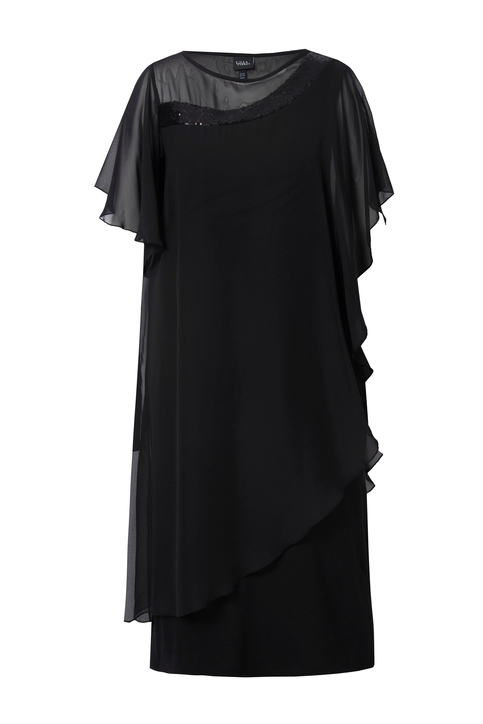 Ulla Popken Cocktailkleid Abendkleid doppellagig U-Boot-Ausschnitt günstig online kaufen