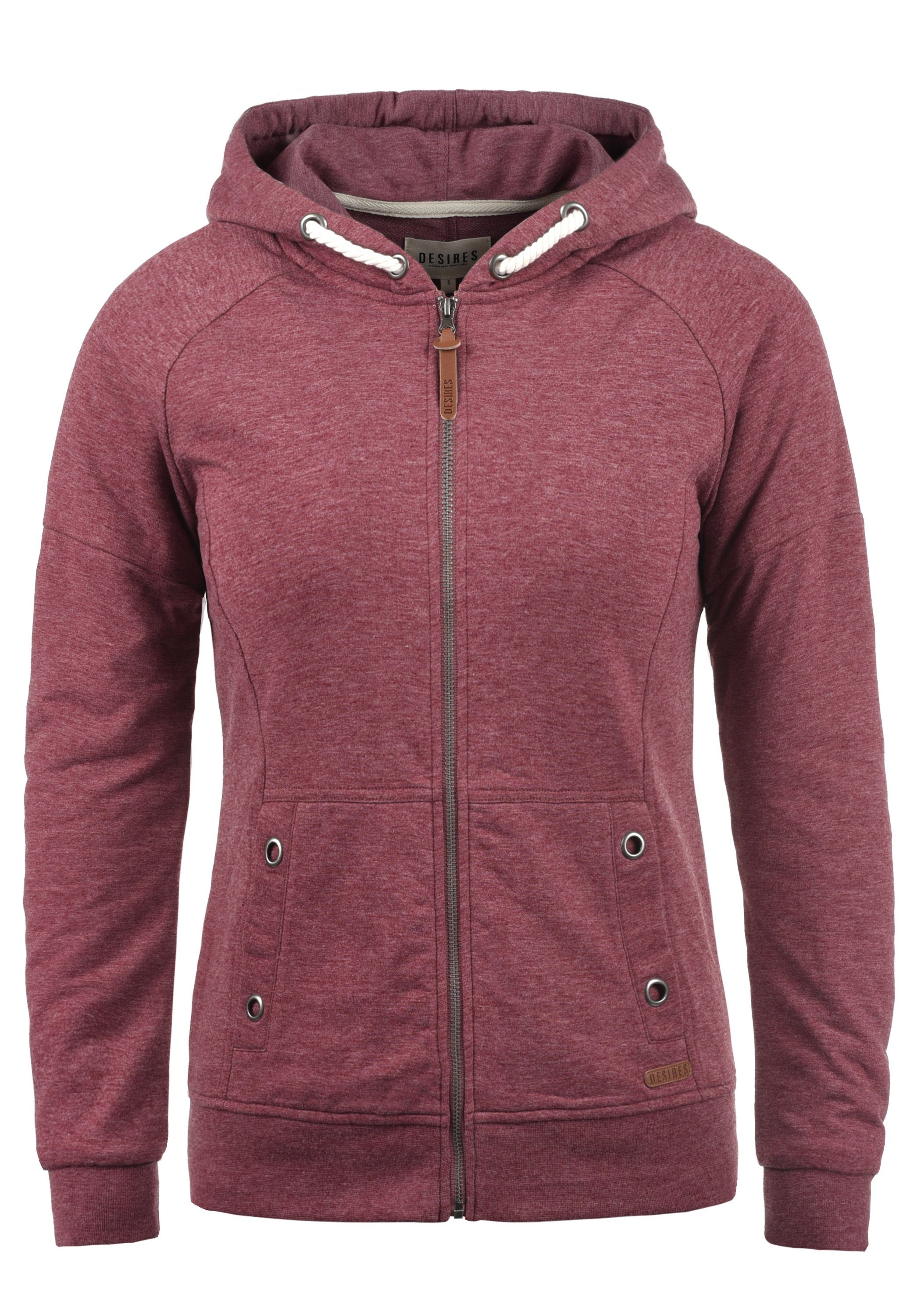 DESIRES Kapuzensweatjacke Mandy Sweatshirtjacke mit Ösen- und Kordeldetails
