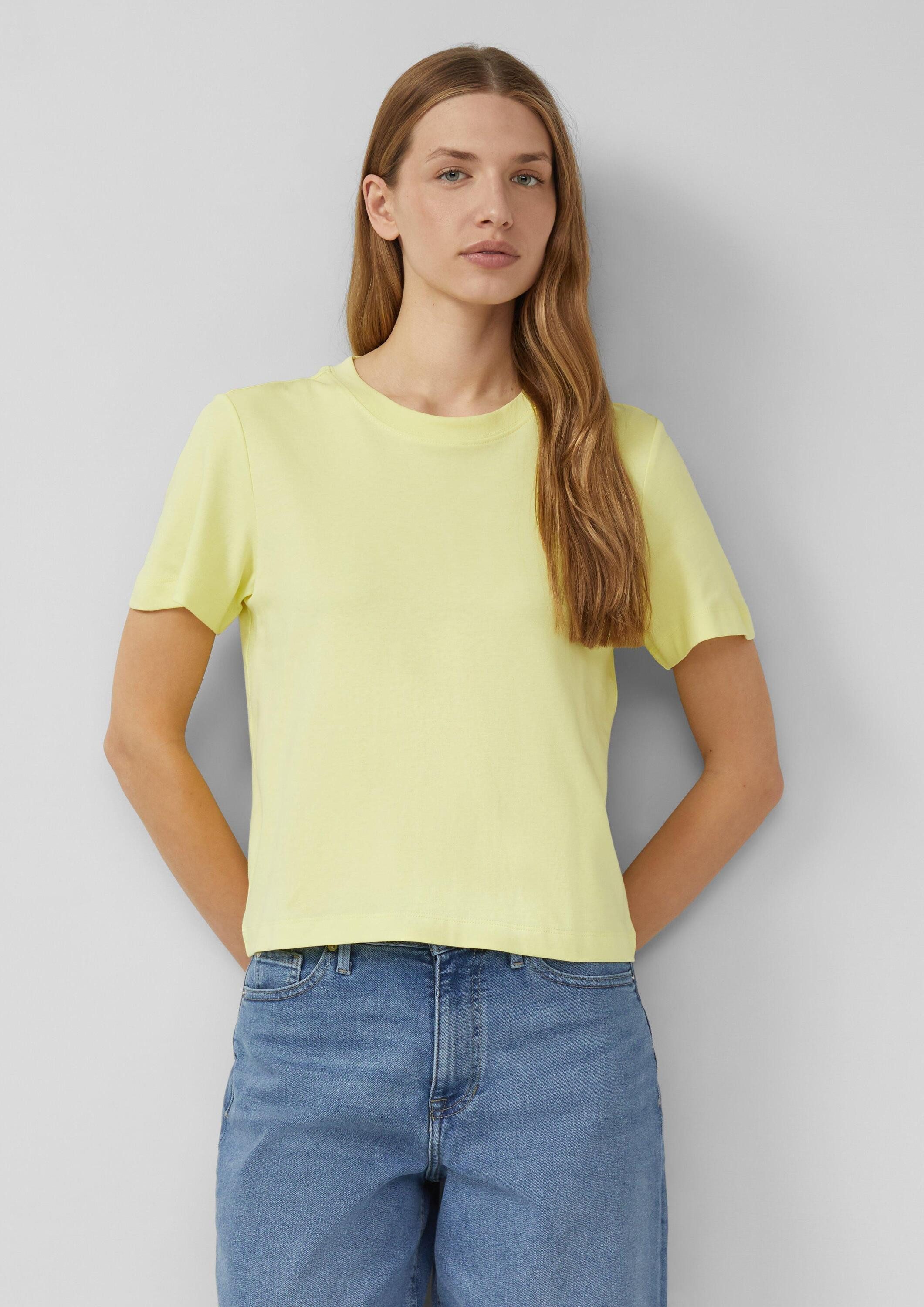 s.Oliver Kurzarmshirt T-Shirt Verkürztes T-Shirt aus Interlockjersey